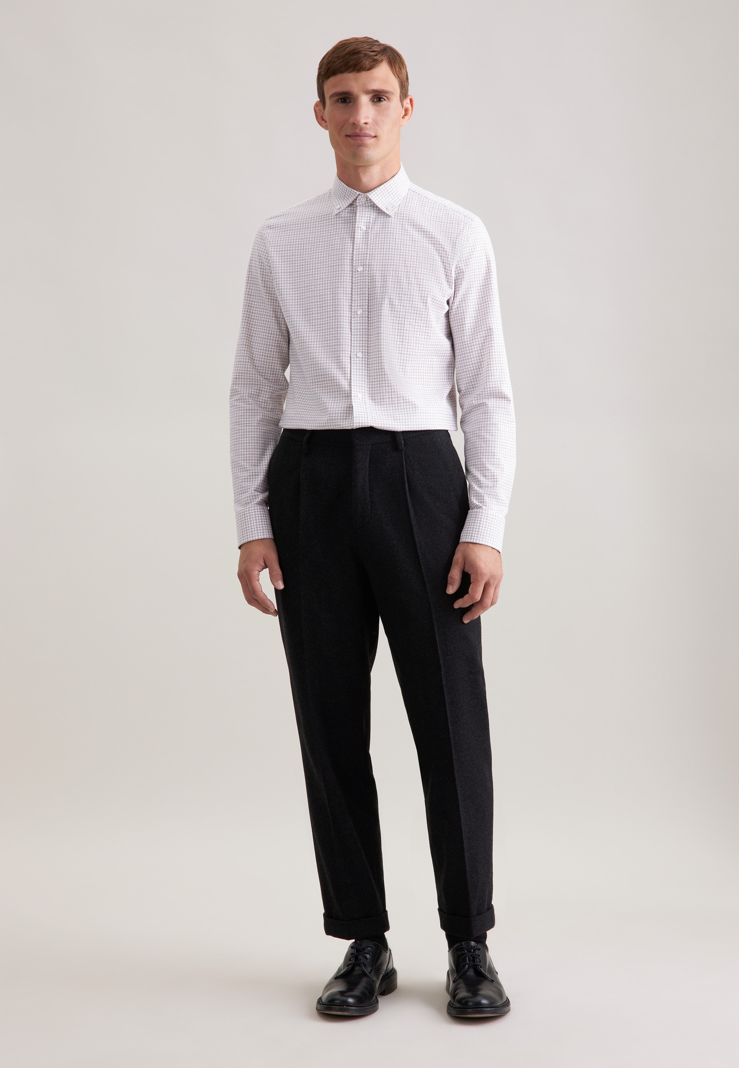 seidensticker Flanellhemd »Schwarze Rose« Shaped 1/1 Button-Down-Kragen Karo