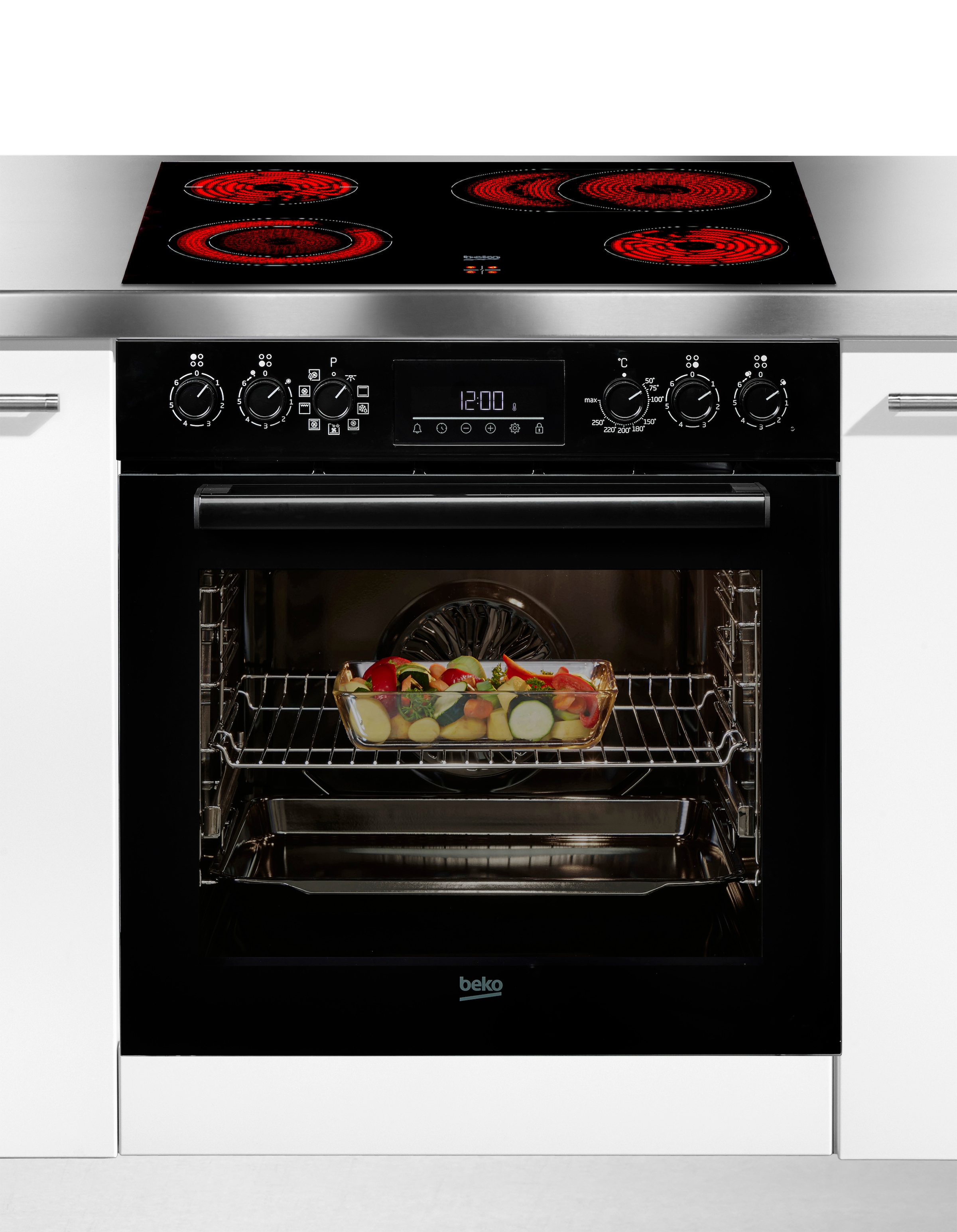 BEKO Elektro-Herd-Set »BBUM1132B« mit 1-fach-Teleskopauszug Gleichmäßige Heißluft für perfekte Ergebnisse dank Aeroperfect