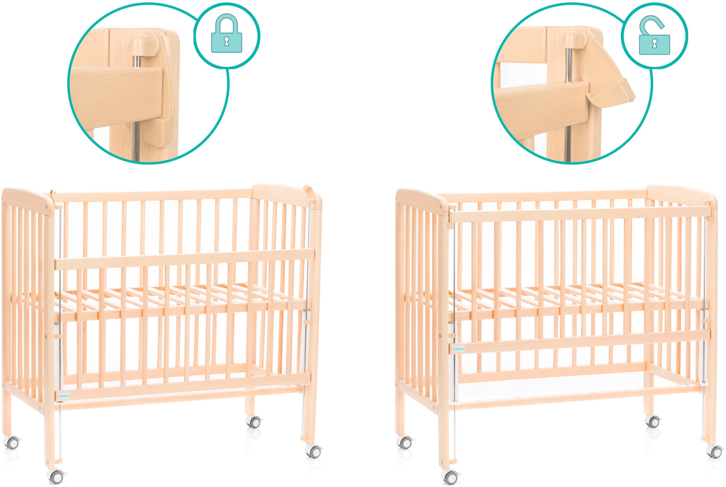 Fillikid Beistellbett »Nino«, inkl. Matratze; Made in Europe