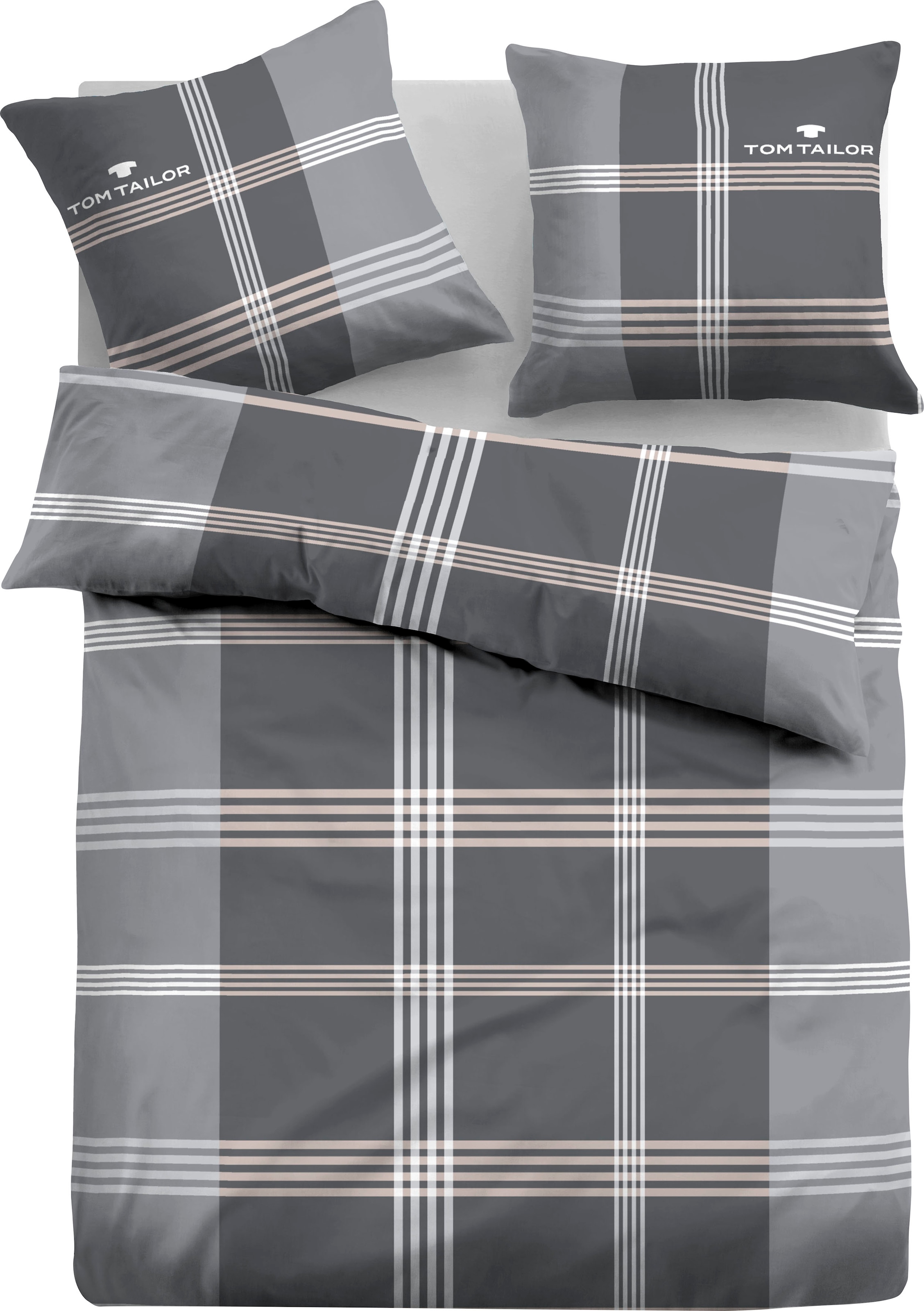 TOM TAILOR Bettwäsche »Ole« in Renforcé und Biber (Flanell) Qualität, aus 100% Baumwolle, Bett- und Kopfkissenbezug mit Reißverschluss, Bettwäsche Set unterstützt die Initiative Cotton made in Africa, Made in Green zertifiziert