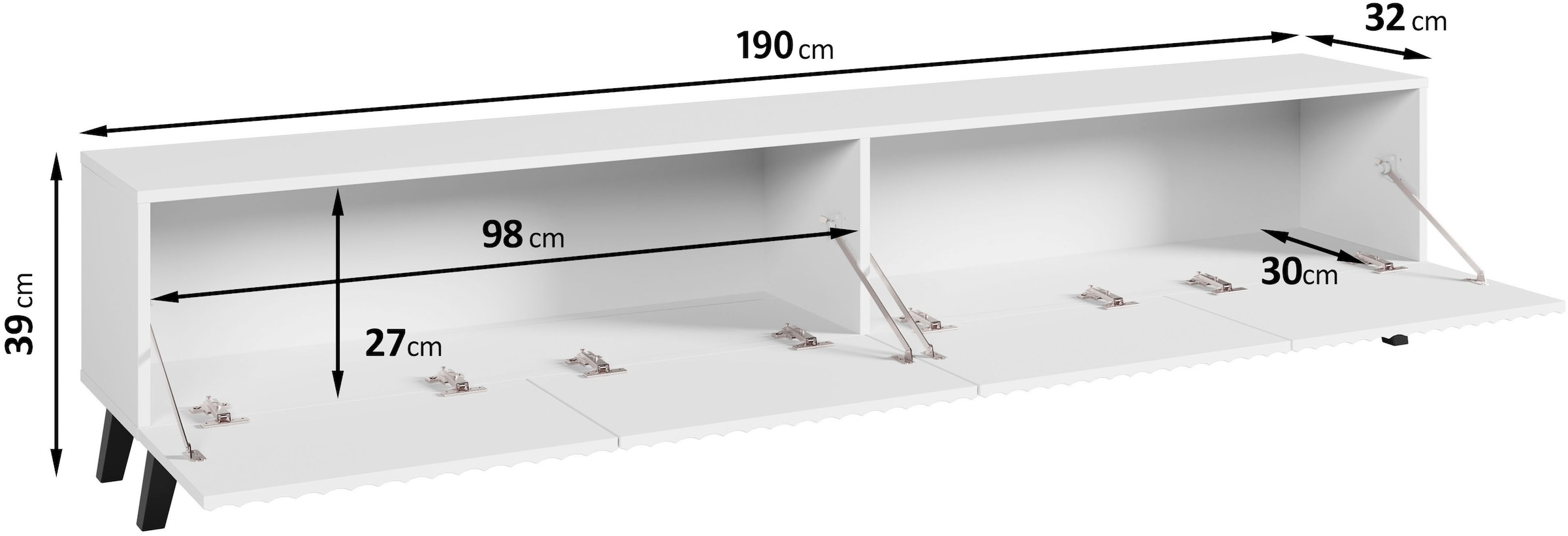 INOSIGN Lowboard »LOWBOARD PHUKET«, TV-Board mit Strukturfront, grifflose TV-Board Breite 190 cm