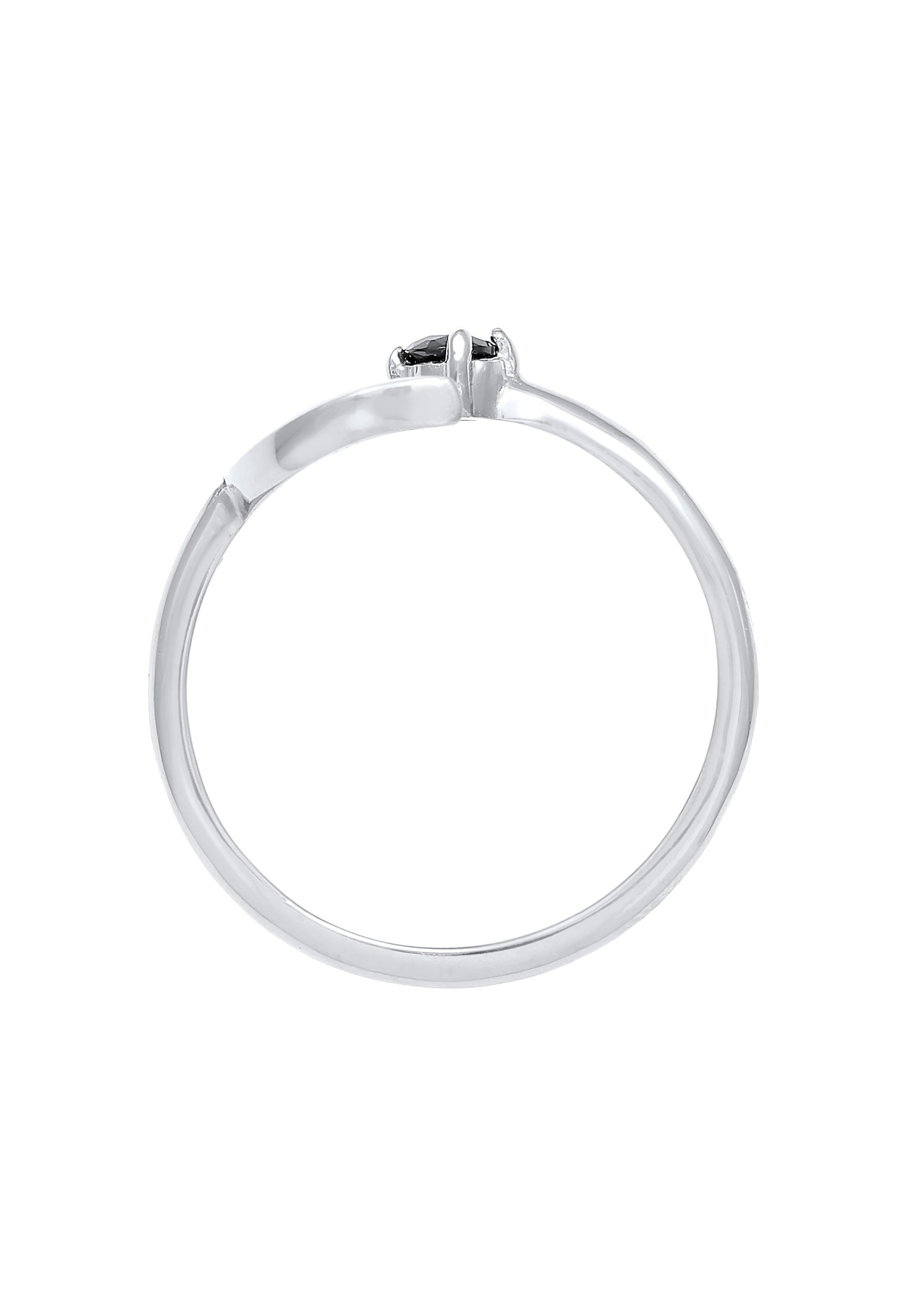Elli Silberring »Ring Halbmond Astro Offen Zirkonia Schwarz 925 Silber«