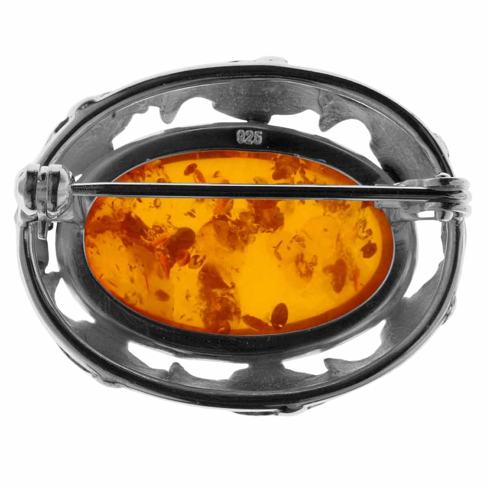 OSTSEE-SCHMUCK Brosche »- Fischland 31x25 mm - Silber 925/000 - Bernstein«