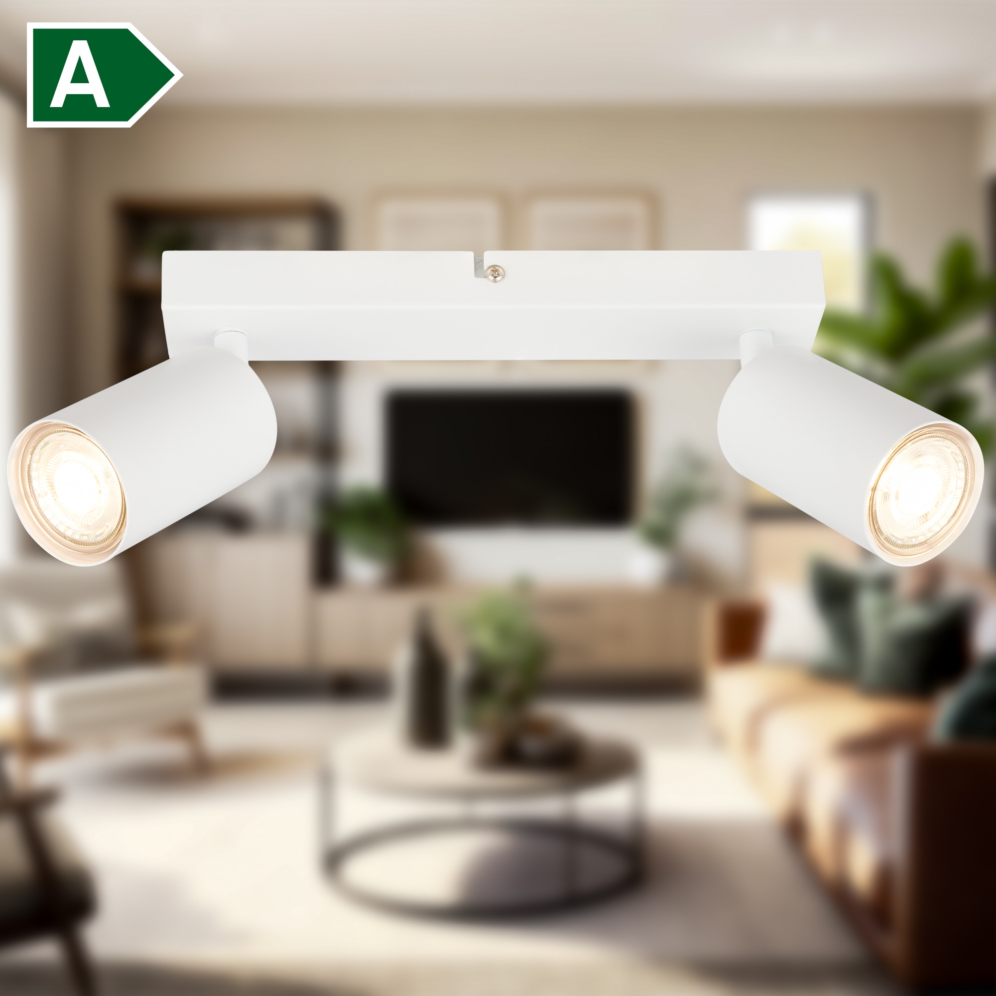 B.K.Licht Deckenstrahler »BK_DS1630 EEK A LED Deckenlampe, Schwenkbar, Deckenspot« GU10 1 Stk. Warmweiß Inkl. 2x GU10, 3.000 K, 450Lm, 2W, 15,5 x 5,5 x 25,5 cm, Weiß