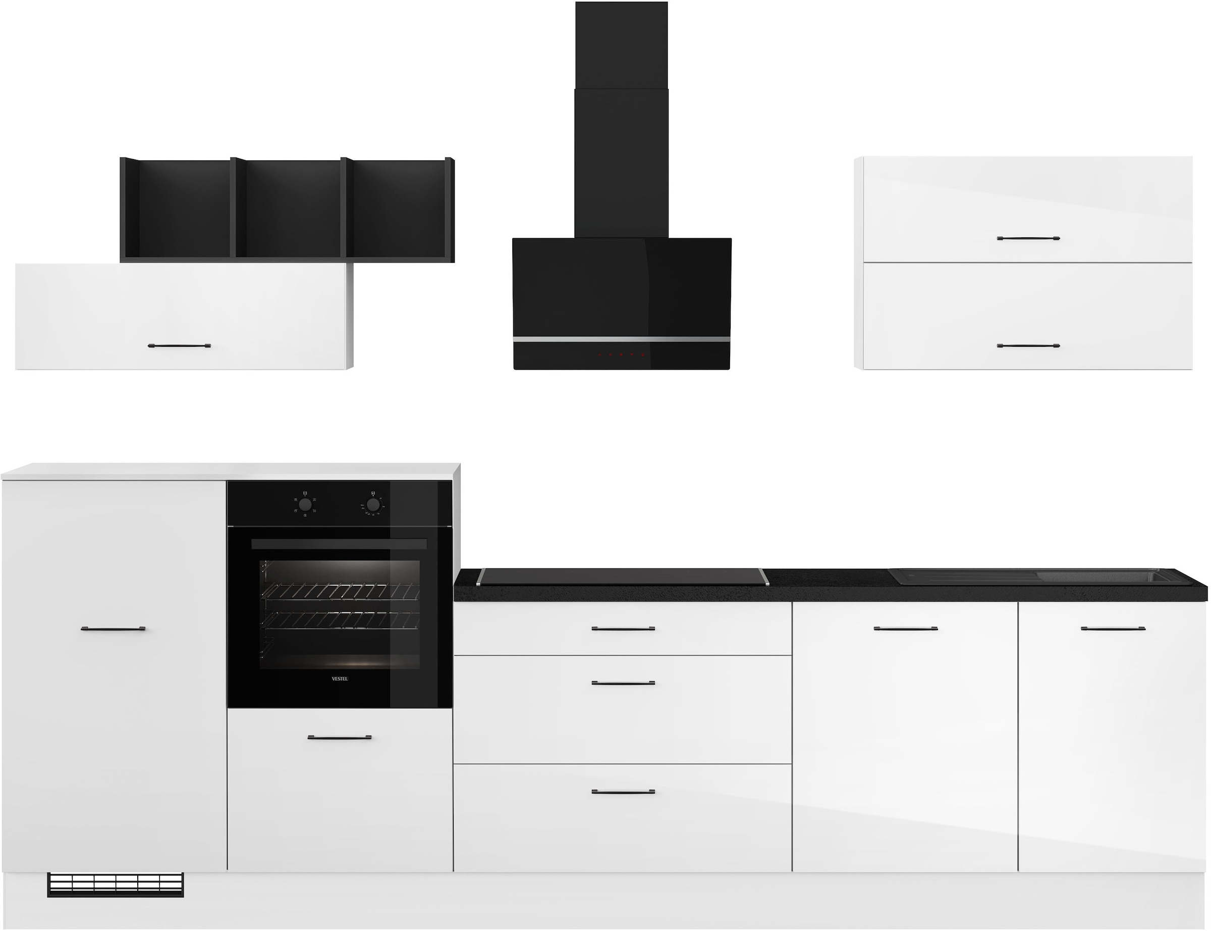 IMPULS KÜCHEN Küchenzeile »"New York", Schubkästen mit Soft-Close,« wählbare Ausrichtung, Soft-Close-Schubkästen, Breite 320 cm