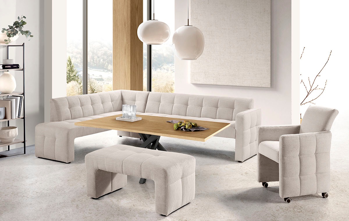 exxpo - sofa fashion Essbank »Barista, bequem und elegant, hohe Bodenfreiheit«, Eckbank Barista bequem und elegant, hochwertige Detailverarbeitung