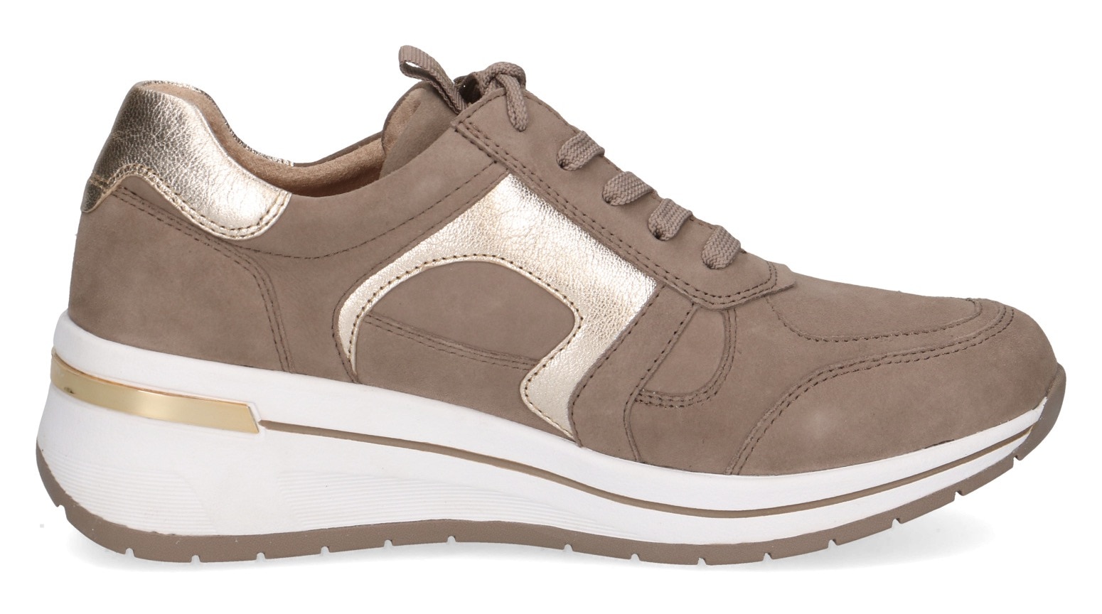 Caprice Keilsneaker, Freizeitschuh, Halbschuh, Schnürschuh mit Kontrastbesatz, Weite H