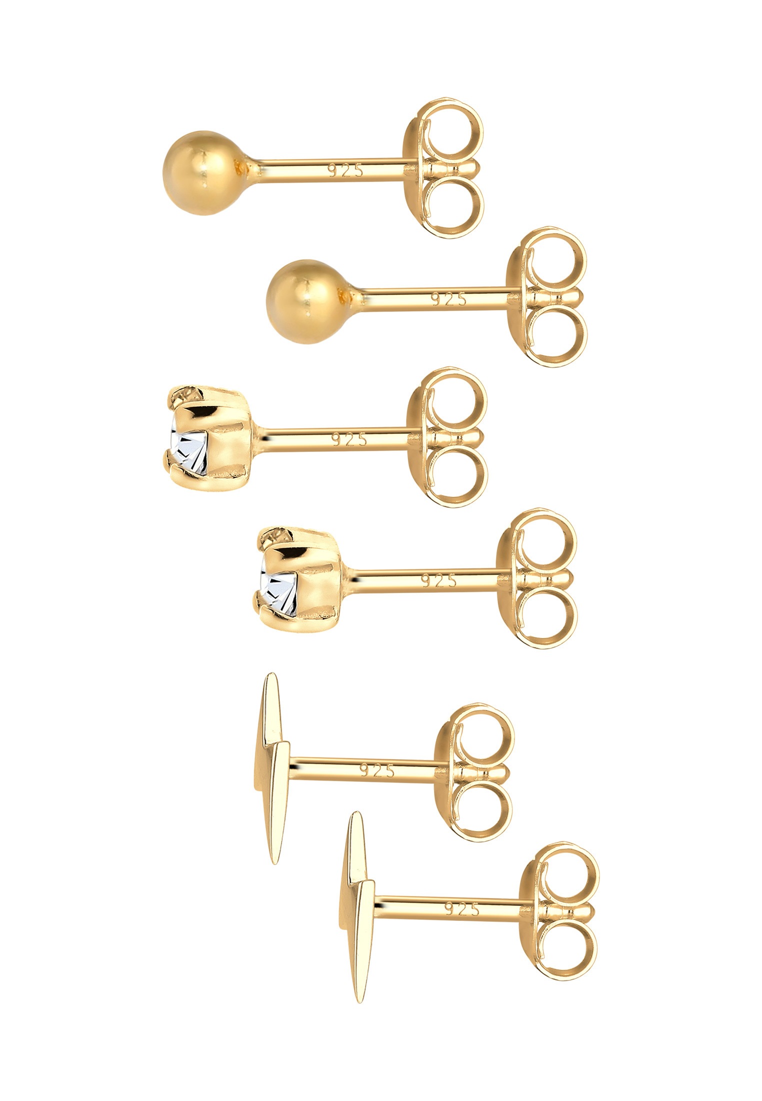 Elli Ohrstecker-Set »Ohrringe Stecker Kugel Blitz 3er Set 925 Silber, mit Kristallen von Swarovski®«