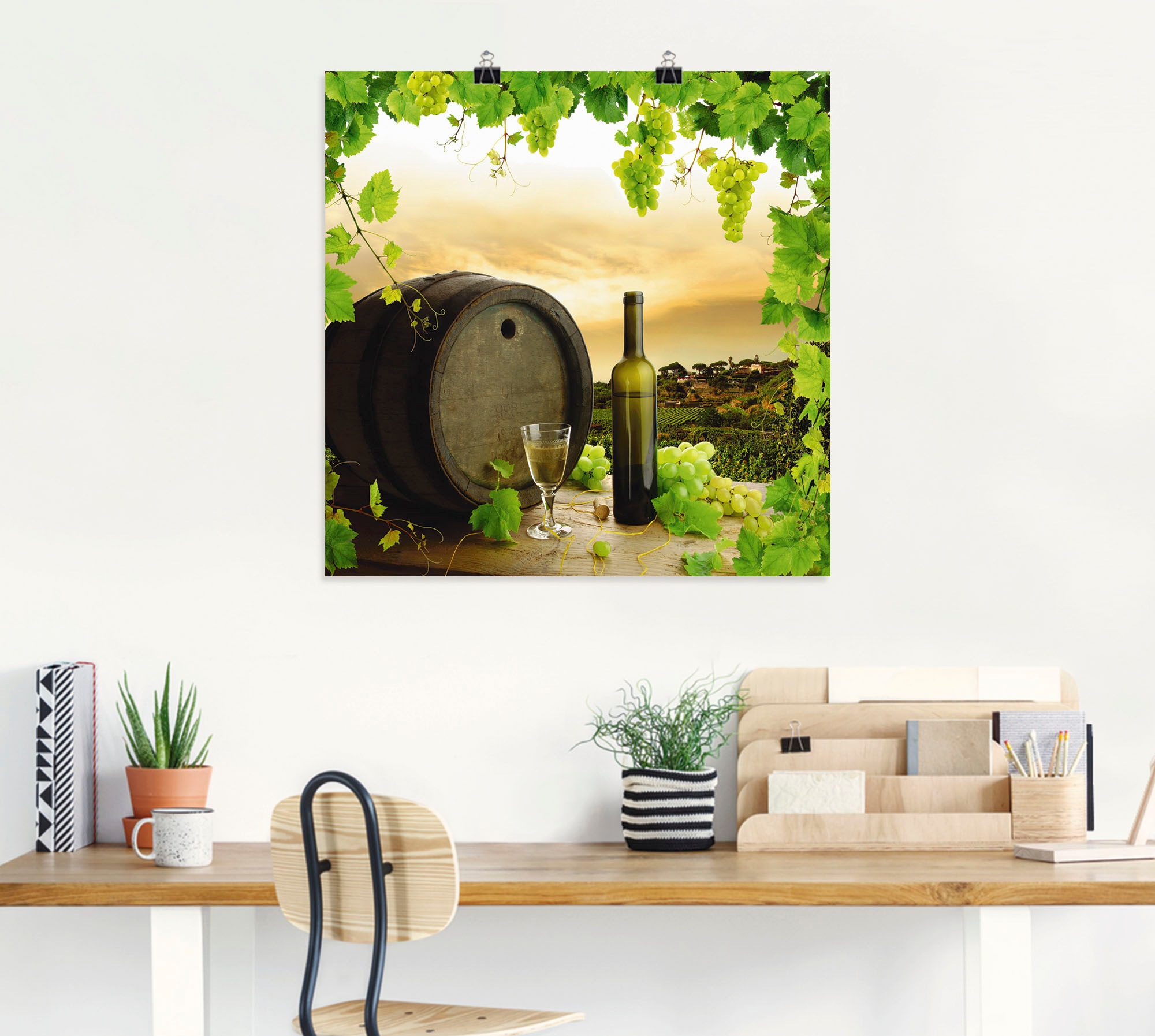 Artland Poster »Wein Trauben Reben Weinberg«, Wein Bilder, (1 St.), als Alubild, Leinwandbild, Wandaufkleber oder Poster in versch. Größen