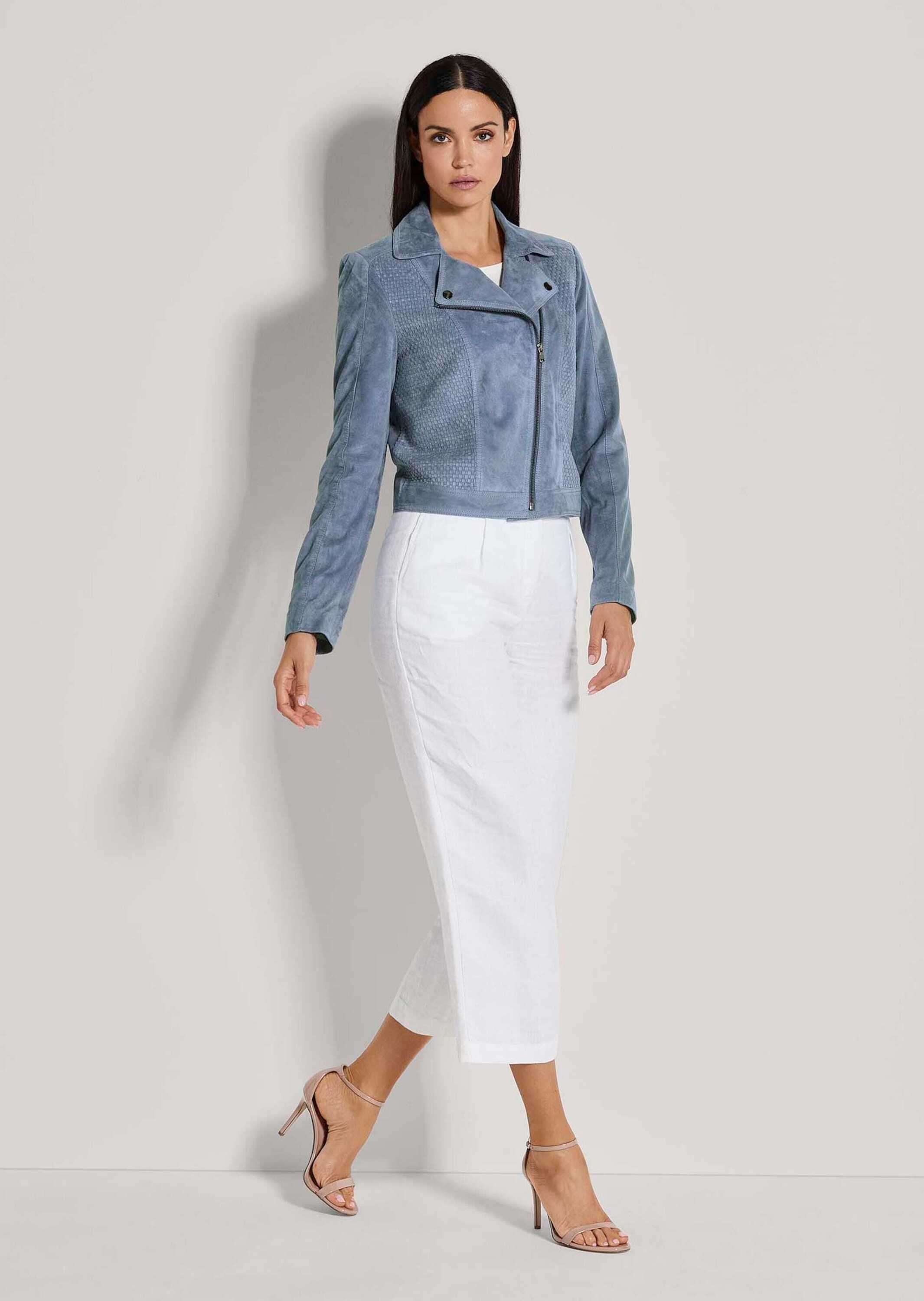 MADELEINE Lederjacke »Lederjacke Kurze Bikerjacke aus softem Ziegenvelours«