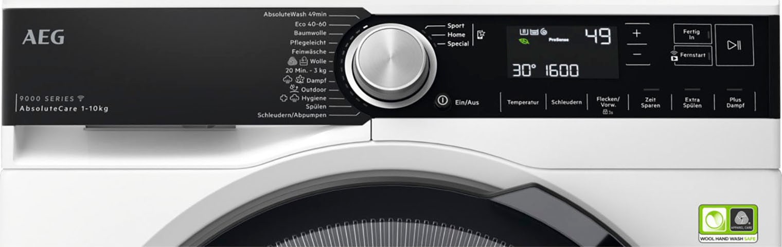 AEG Waschmaschine 9000 Series »LR9W80600 914501216«, 10 kg, 1600 U/min, SoftWater - intergrierte Wasserenthärtung schützt die Textilien & Wifi