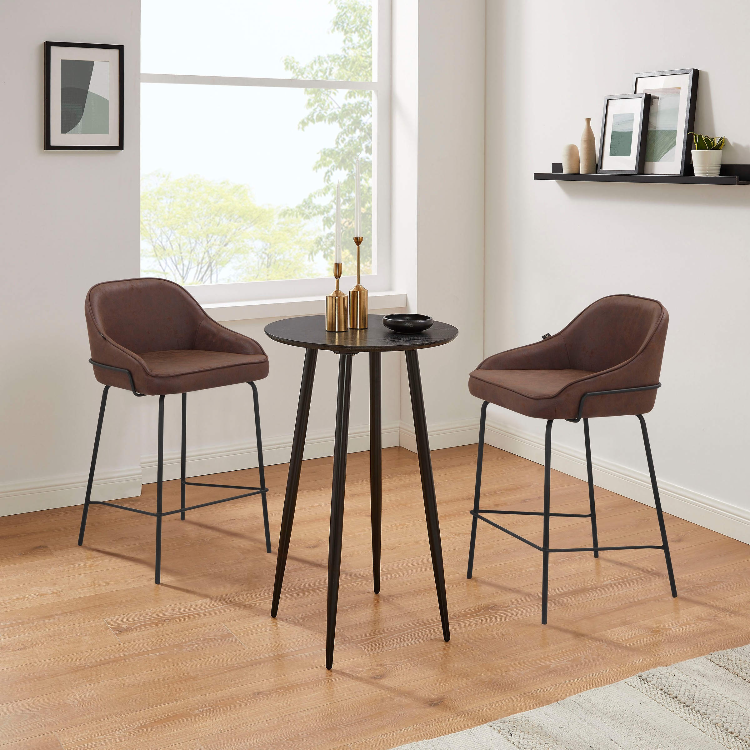 Leonique 4-Fußstuhl »Puant«, 2 St., Luxus-Microfaser, mit Stoff aus Polyester/recyceltem Polyester, Sitzhöhe 65 cm
