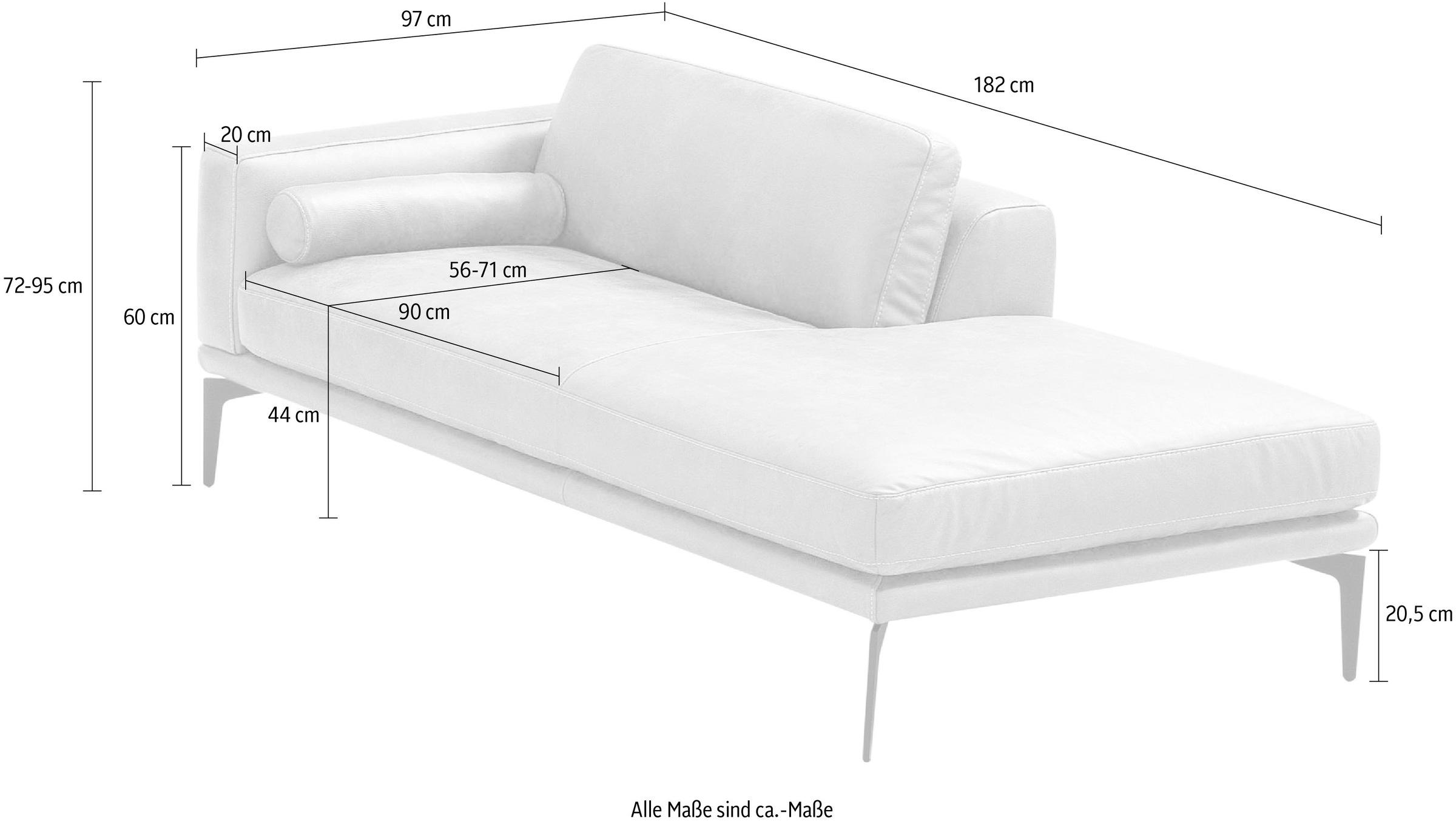 Egoitaliano Ottomane »Masu, Design trifft super Sitzkomfort, mit toller Detailverarbeitung«, Rückenkissen und Armteilrolle für mehr Komfort, mit Metallfüßen