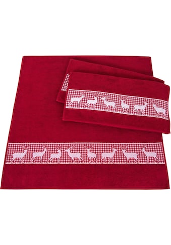 Handtuch Set »Hirschparade«, (Set, 3 St., 2 Handtücher (50x100 cm)-1 Badetuch (70x140 cm)