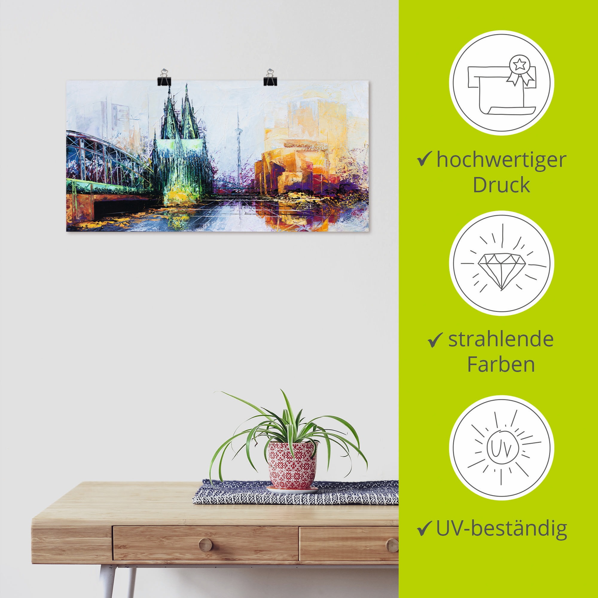 Artland Wandbild »Köln Skyline«, Deutschland, (1 St.), als Leinwandbild, Poster in verschied. Größen