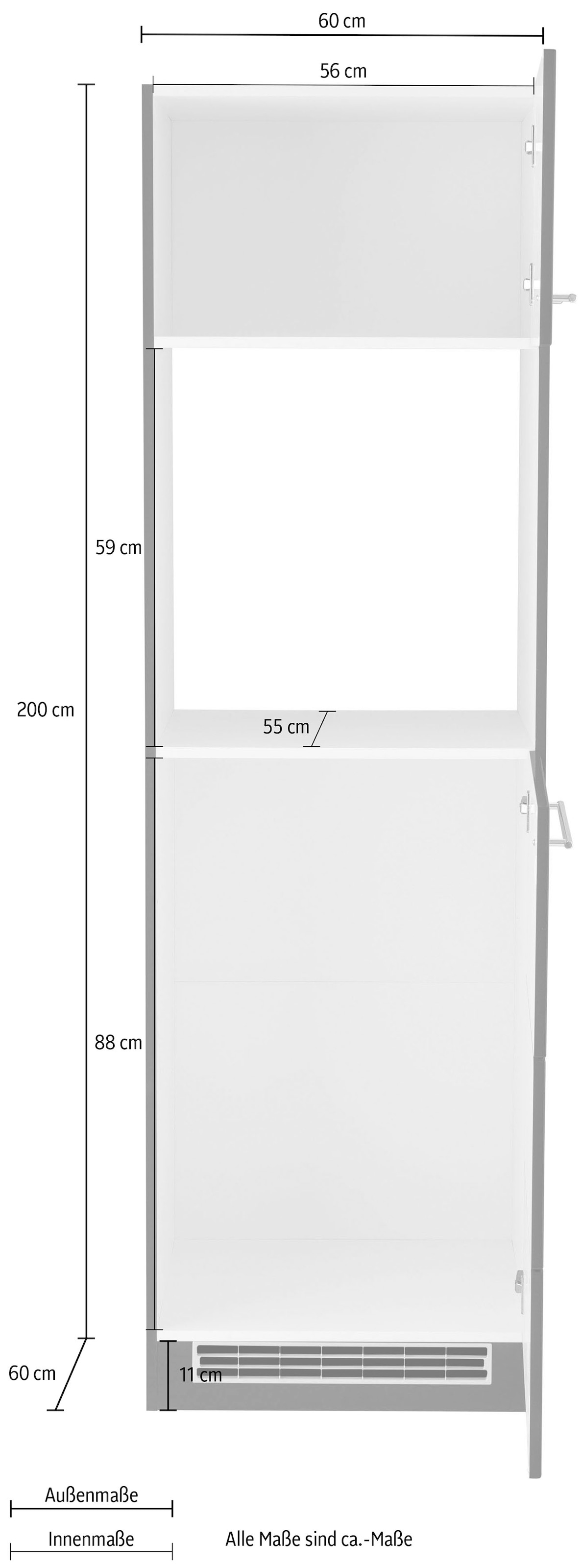 Kochstation Backofen/Kühlumbauschrank »KS-Wien«, 60 cm breit, für autarken Backofen und Einbaukühlschrank