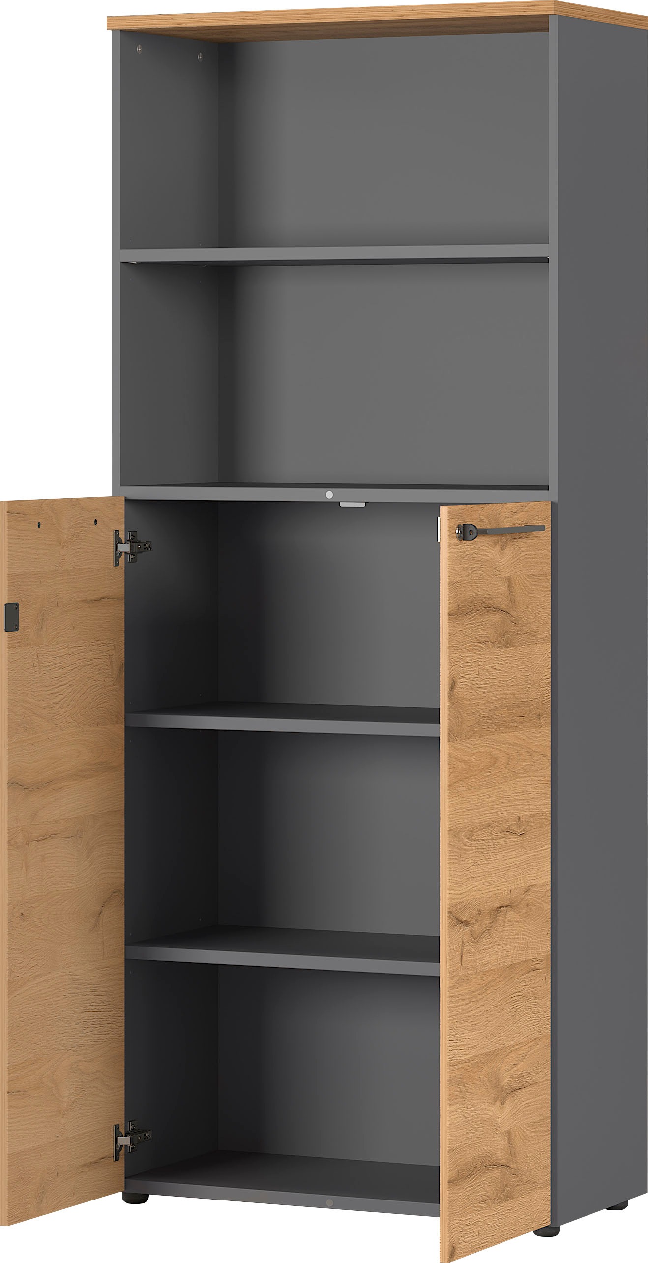 GERMANIA Aktenschrank »GW-Agenda, Mehrzweckschrank, abschließbar,«, optional mit 2 offenen Fächern, Maße 80x197 cm, Made in Germany