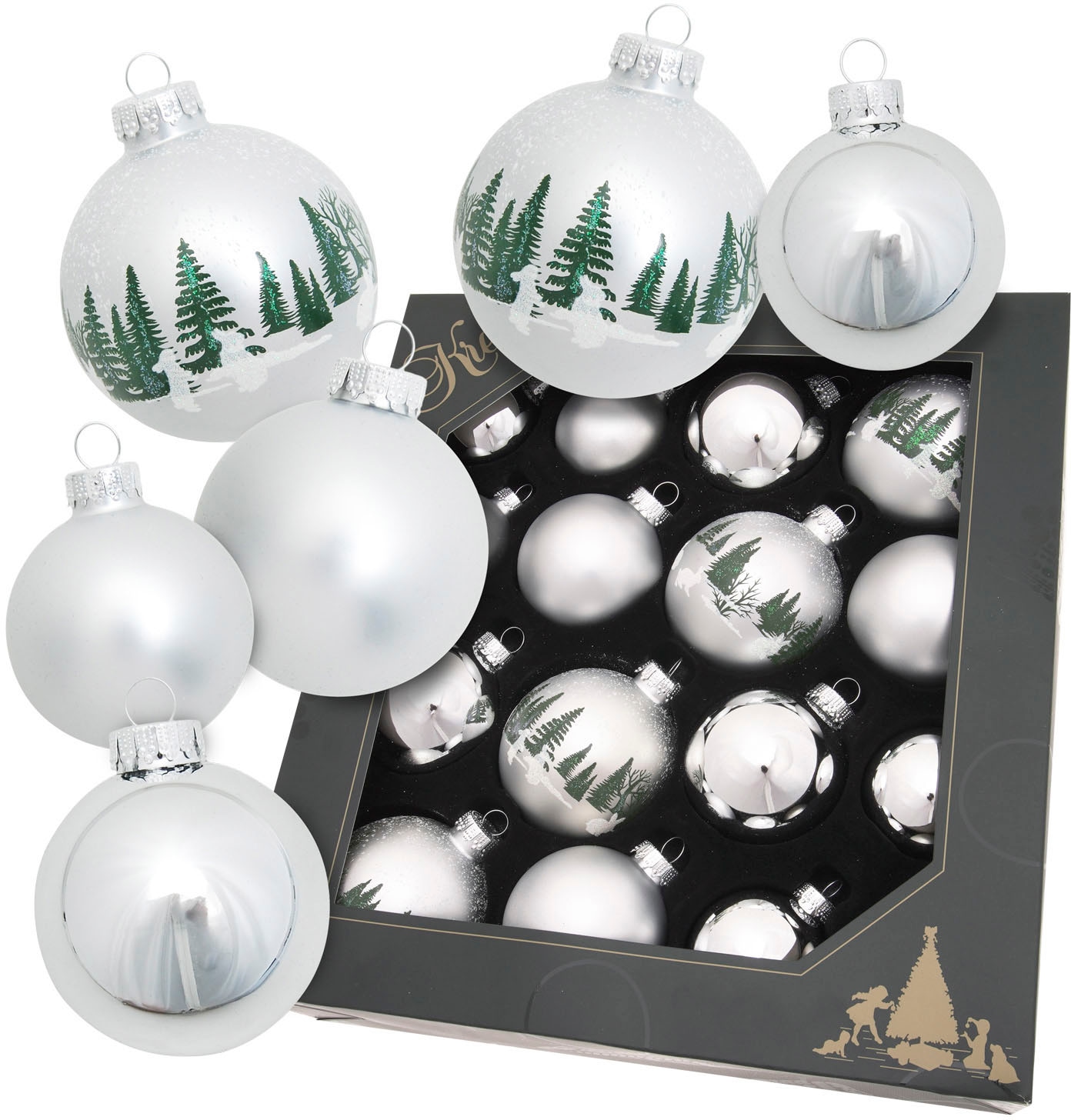 Krebs Glas Lauscha Christbaumschmuck »Kugelsortiment«, (Packung, 16 tlg.), Christbaumschmuck aus Glas, Christbaumkugeln