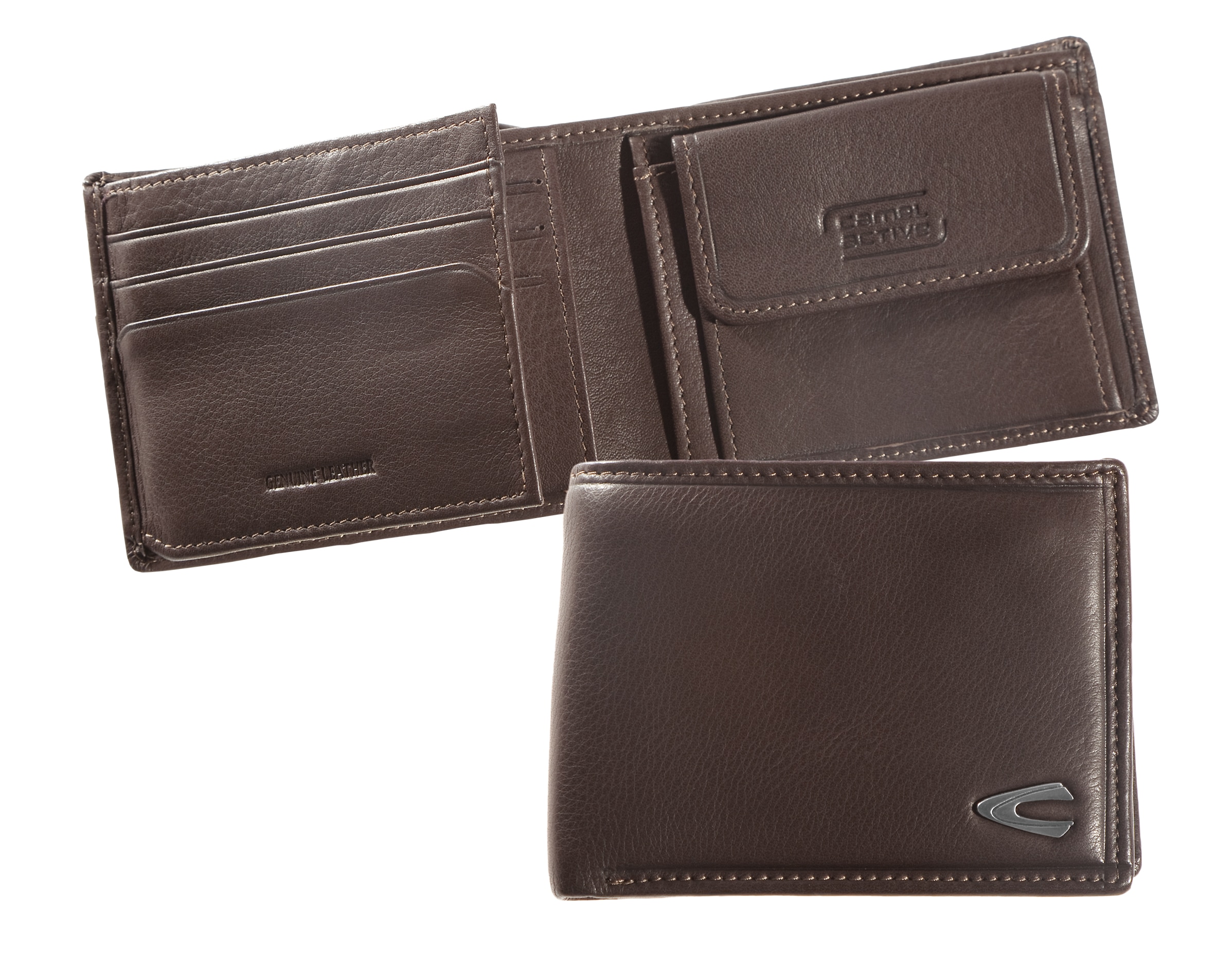 camel active Geldbörse »Vegas« aus hochwertigem Rindsleder mit Metall Logo