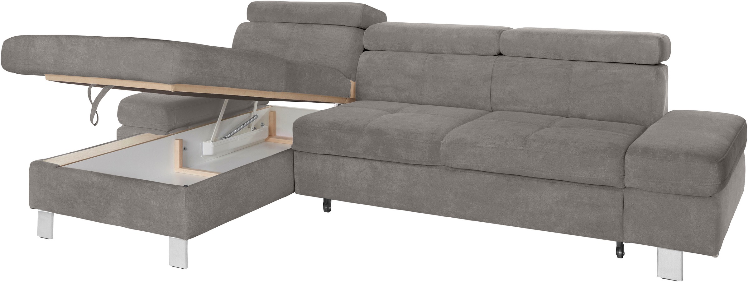 exxpo - sofa fashion Ecksofa »Fiji, hochwertige Detailverarbeitung im Sitz und Rücken, L-Form«, bequem durch Kopf- und Armteilverstellung, wahlweise mit Bettfunktion