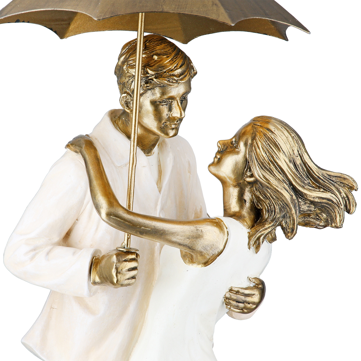 GILDE Dekofigur »Skulptur Paar Love in the rain creme; goldfarben H. 39 cm«