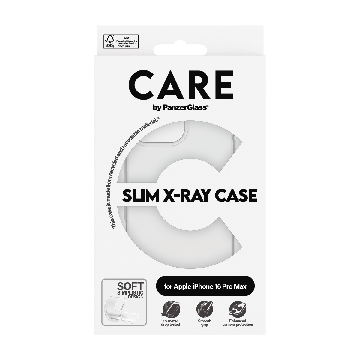 CARE by PanzerGlass Handyhülle »Case Fashion X-Ray Soft Basic Apple iPhone 16 Pro Max«, Backcover, Schutzhülle, Handyschutzhülle, Case, Schutzcase, stoßfest
