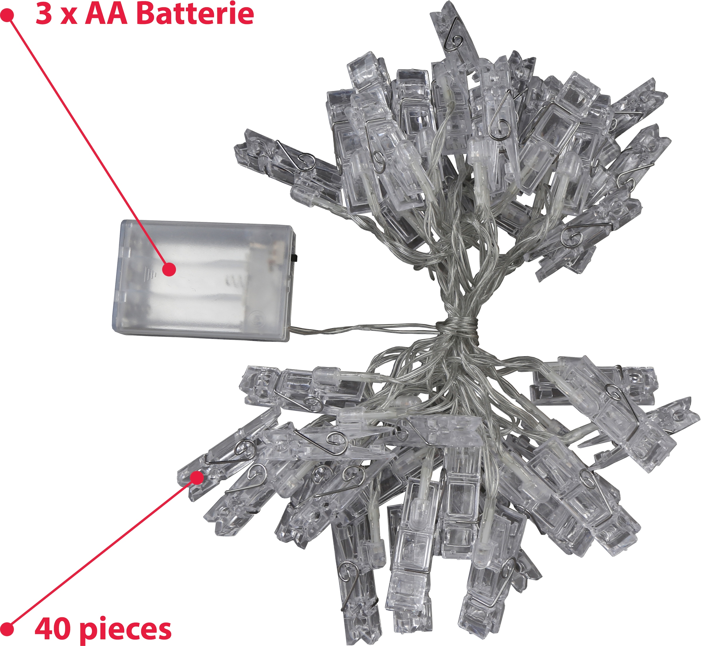 B.K.Licht LED-Lichterkette »Rana«, Stimmungsbeleuchtung Shop Photo-Clips Fotolichterkette im Online 5m mit kaufen 40 OTTO LED