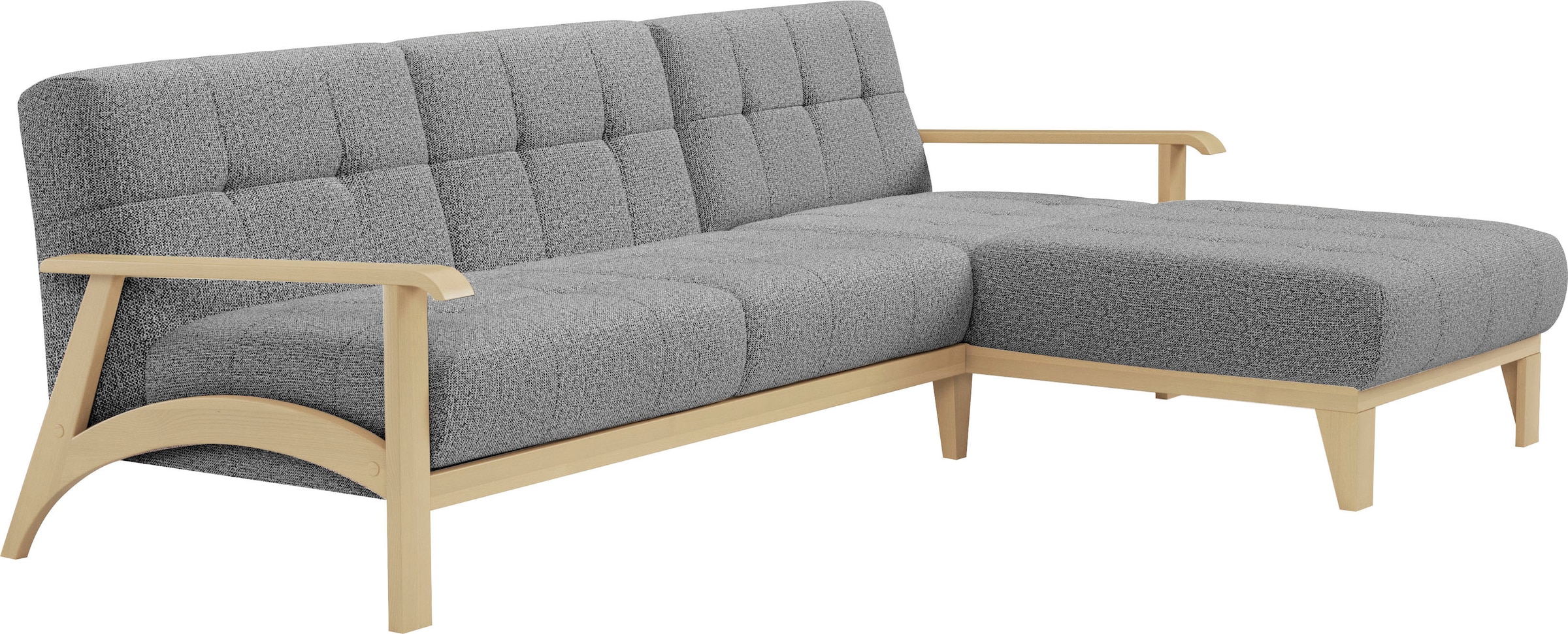 sit&more Ecksofa »Billund L-Form«, Armlehnen aus Buchenholz in natur, verschiedene Bezüge und Farben