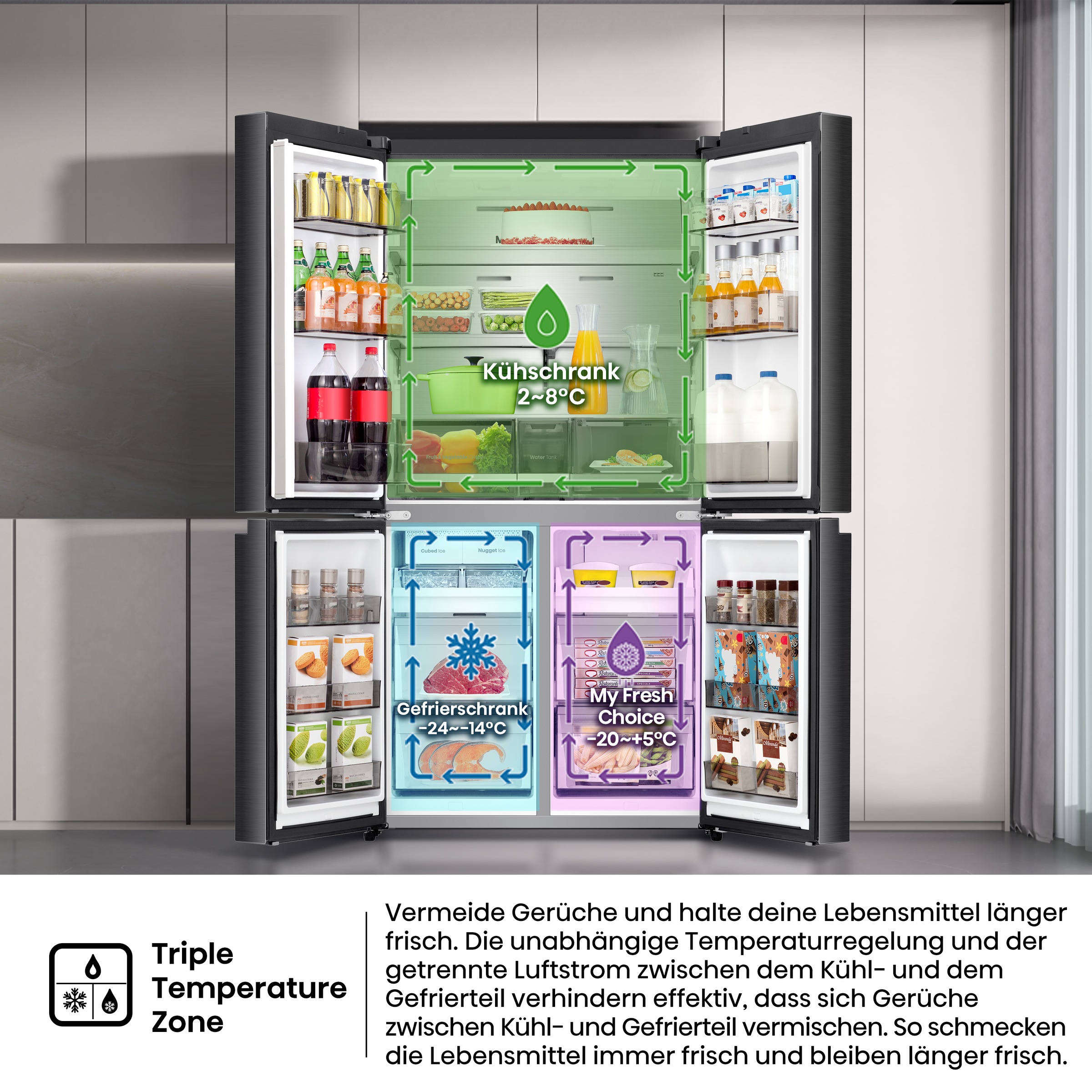 Hisense Multi Door »RQ5P640SYKD« 179 cm hoch 91 cm breit DualTech-Kühlsystem, MetalCooling, Wasser-/Eisspender