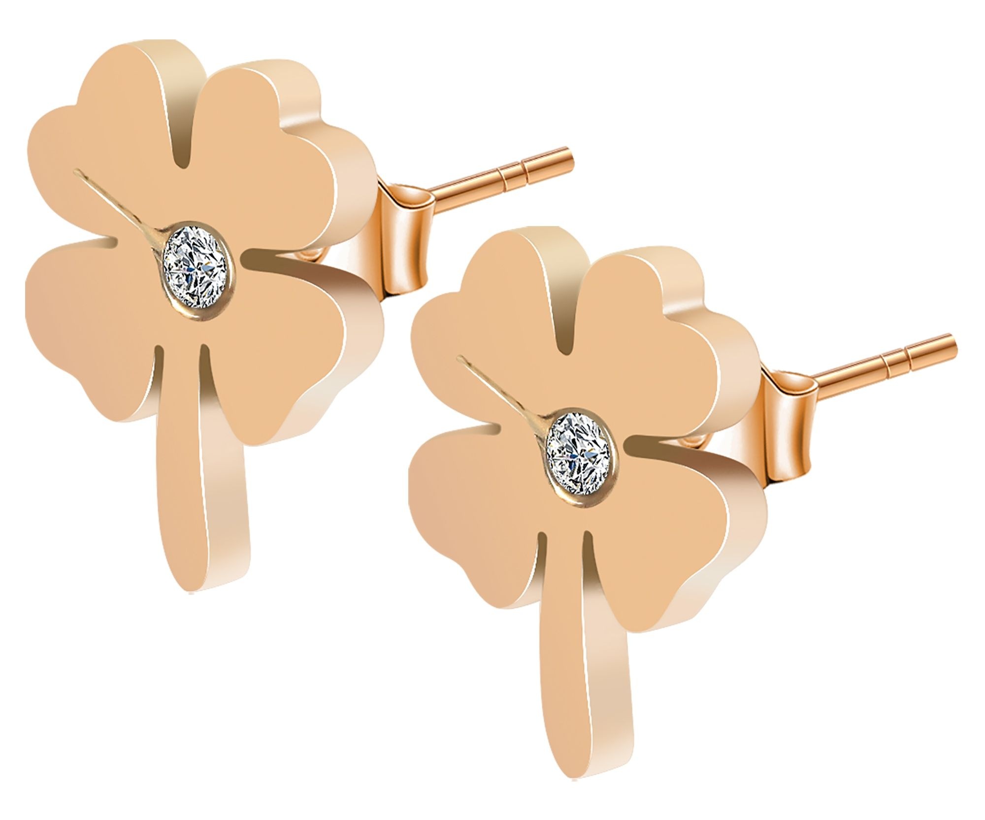 Adelia´s Paar Ohrstecker »Damen Ohrringe ¿ Ohrstecker Kleeblatt aus Edelstahl mit Strass Steinchen«