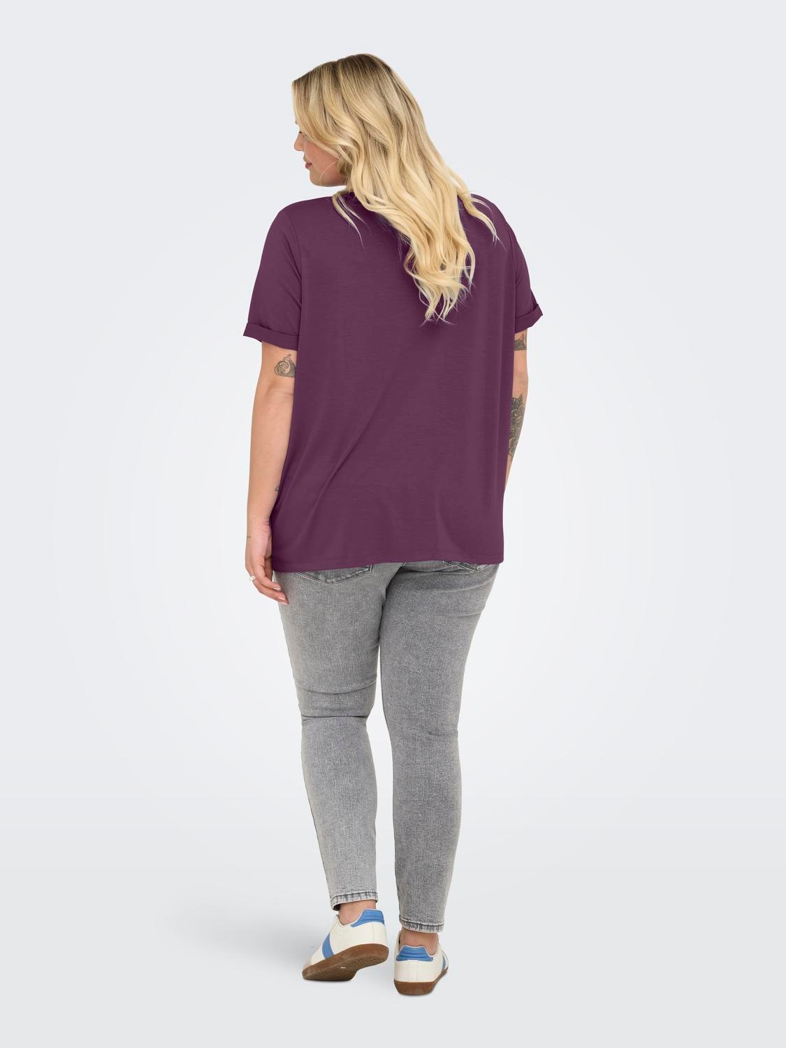 ONLY CARMAKOMA Kurzarmshirt »CARMOSTER S/S FOLD UP TOP JRS NOOS« Materialmix, regular fit