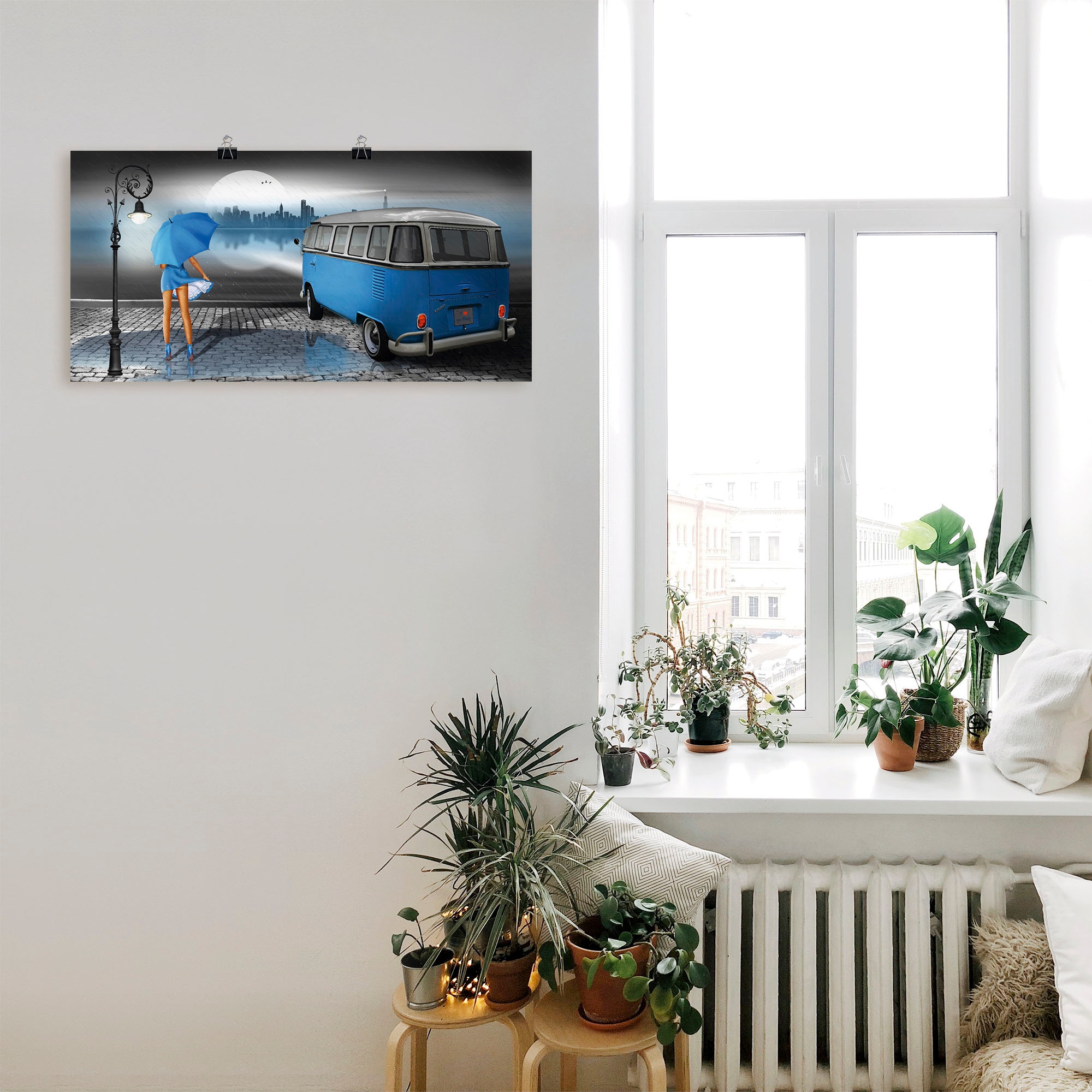 Artland Wandbild »Regennacht in Blau mit Bulli T1« Auto 1 Stk. tlg. als Leinwandbild, Poster in verschied. Größen