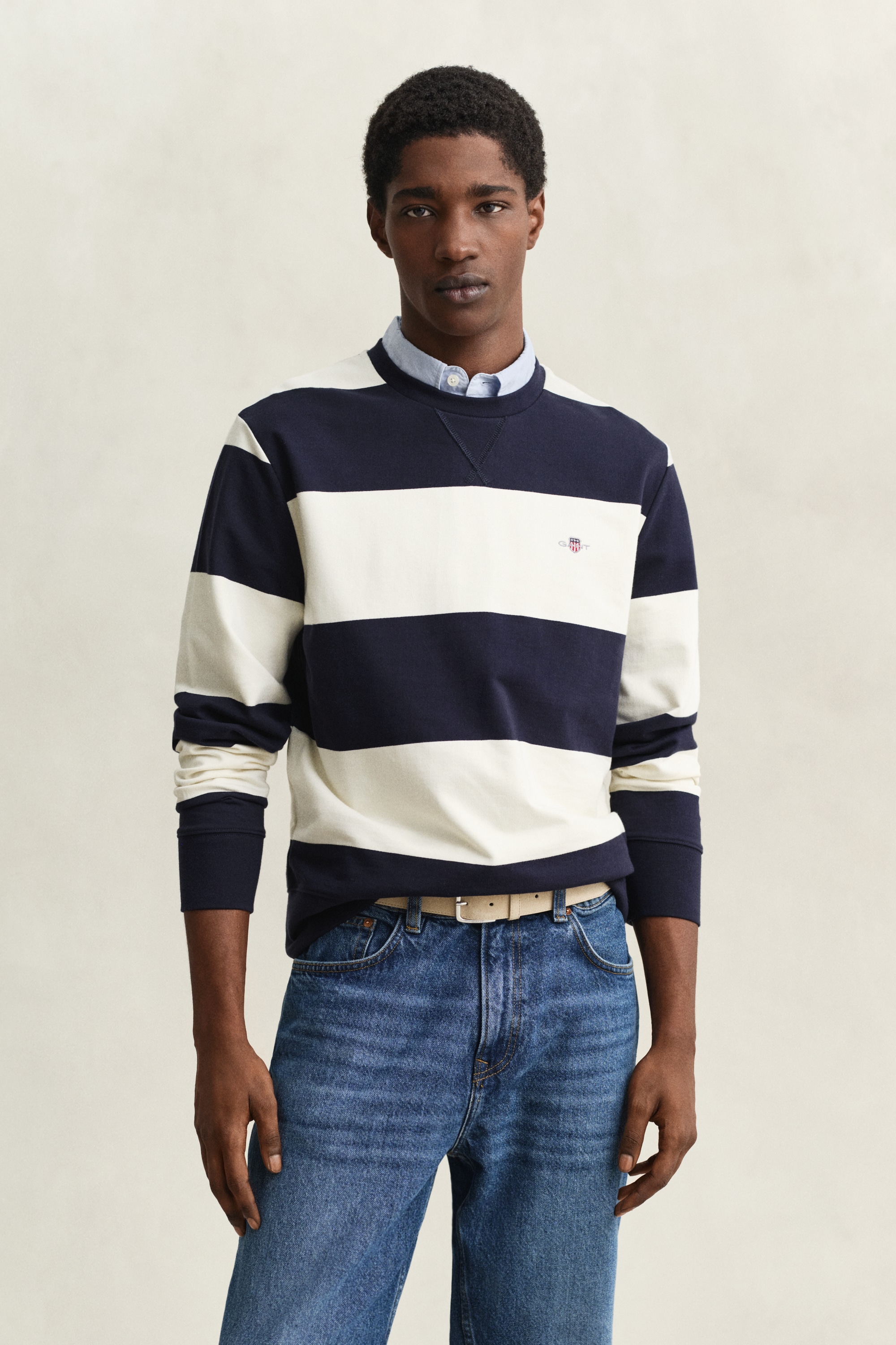 Gant Sweatshirt »STRIPED C-NECK«, mit Rundhals und Logostickerei
