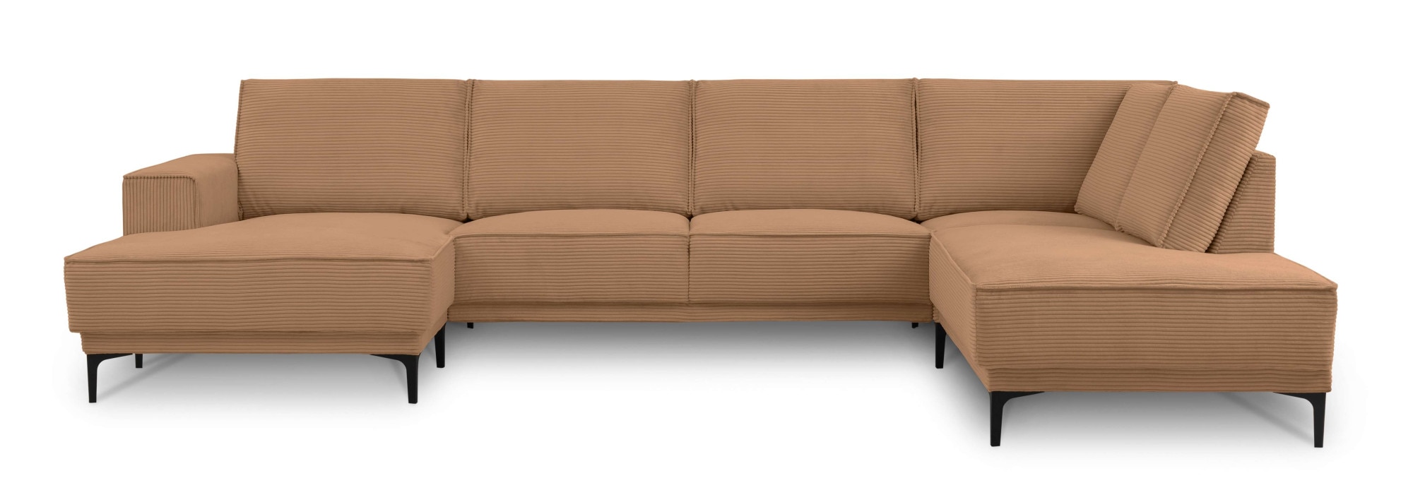 OTTO home Wohnlandschaft »XXL Sofa Oland, Struktur, Flachgewebe, Luxus-Microfaser, Boucle« U-Form, 345 cm, Wellenunterfederung, Skandi-Design, Metallfüße