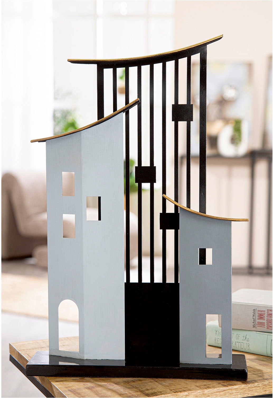 Casablanca by Gilde Dekoobjekt »Standrelief Haus Metropolitan grau; schwarz H. 47,5 cm«