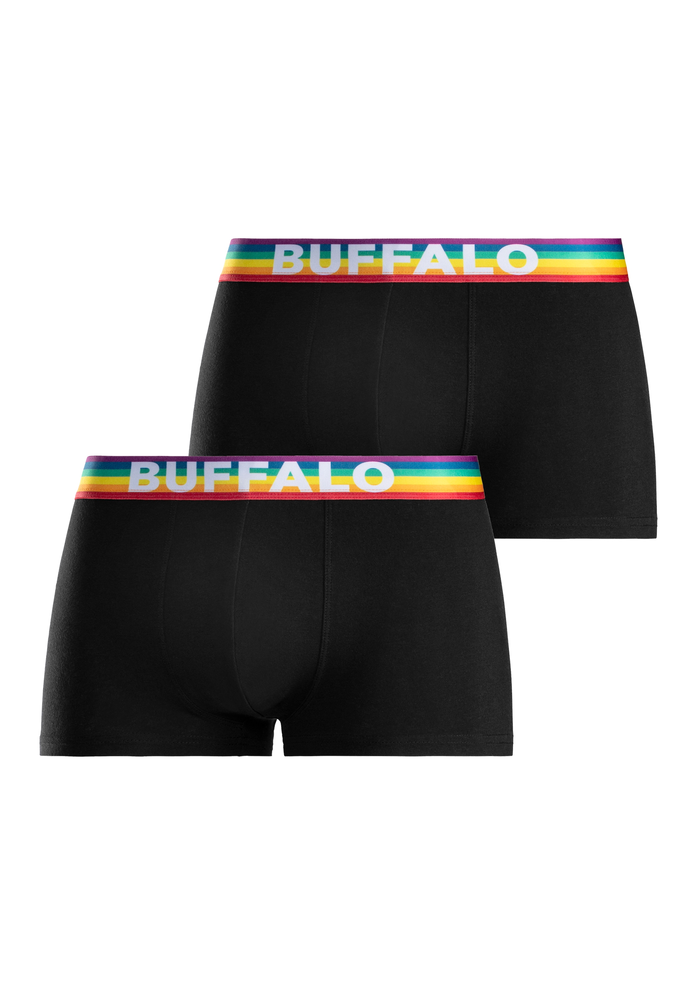 Buffalo Boxershorts »PRIDE«, (Packung, 2 St.), in Hipster-Form mit Webbund in Regenbogenfarben