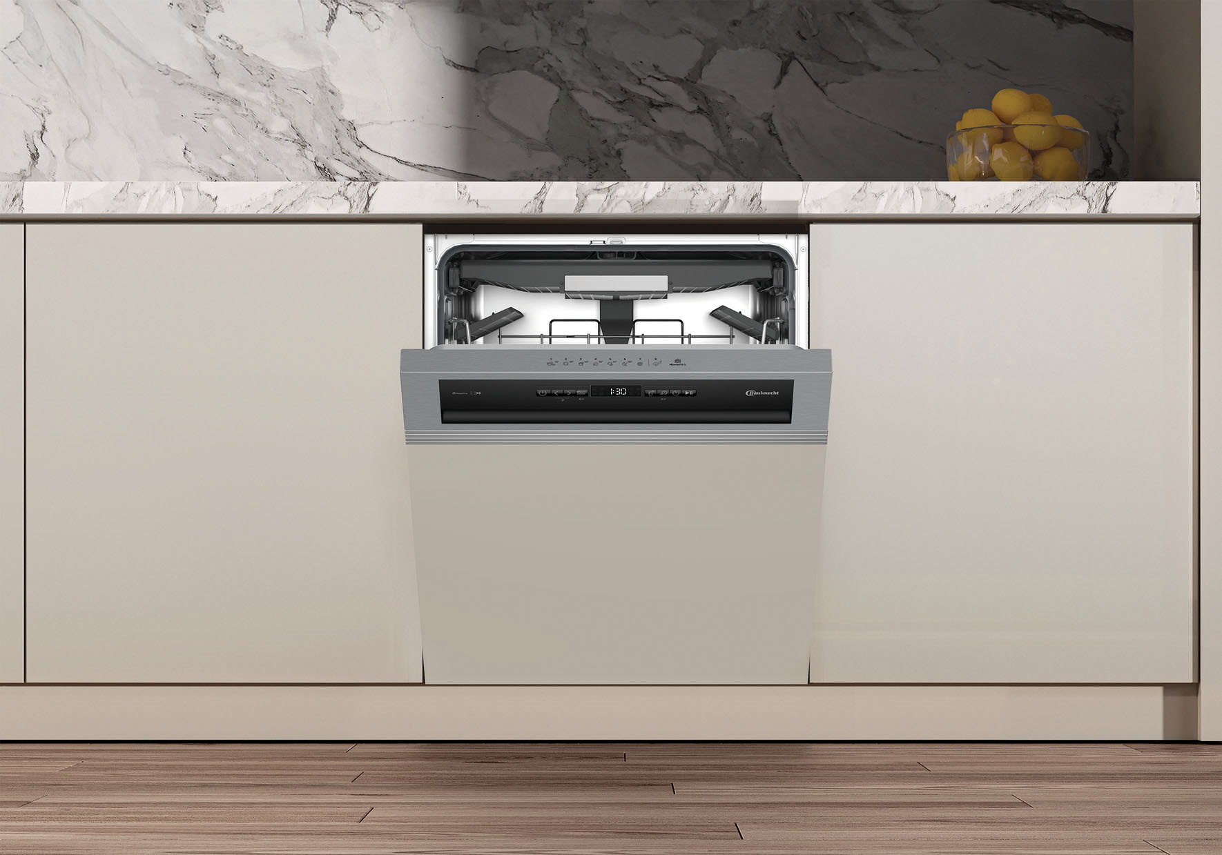 BAUKNECHT teilintegrierbarer Geschirrspüler »OBBC Ecosilent2 9760« 9,5 l 14 tlg. Maßgedecke ActiveDry – automatische Türöffnung für bessere Trockungsergebnisse