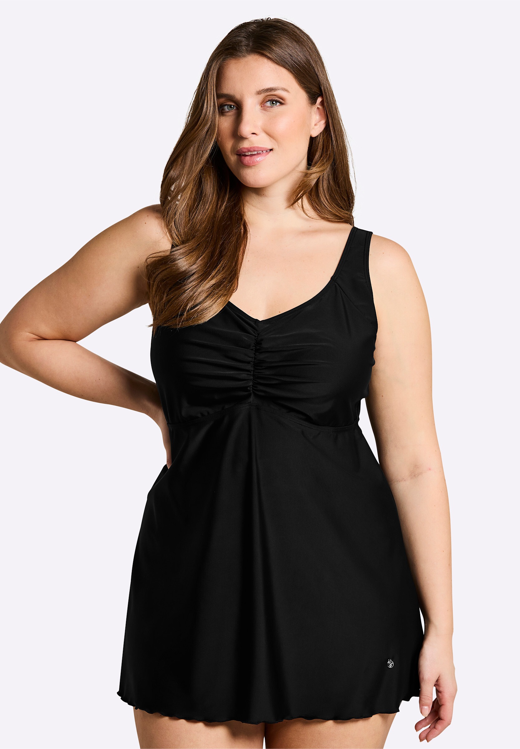 Sheego Tankini »Tankini Tankini-Oberteil mit V-Ausschnitt und Raffung«