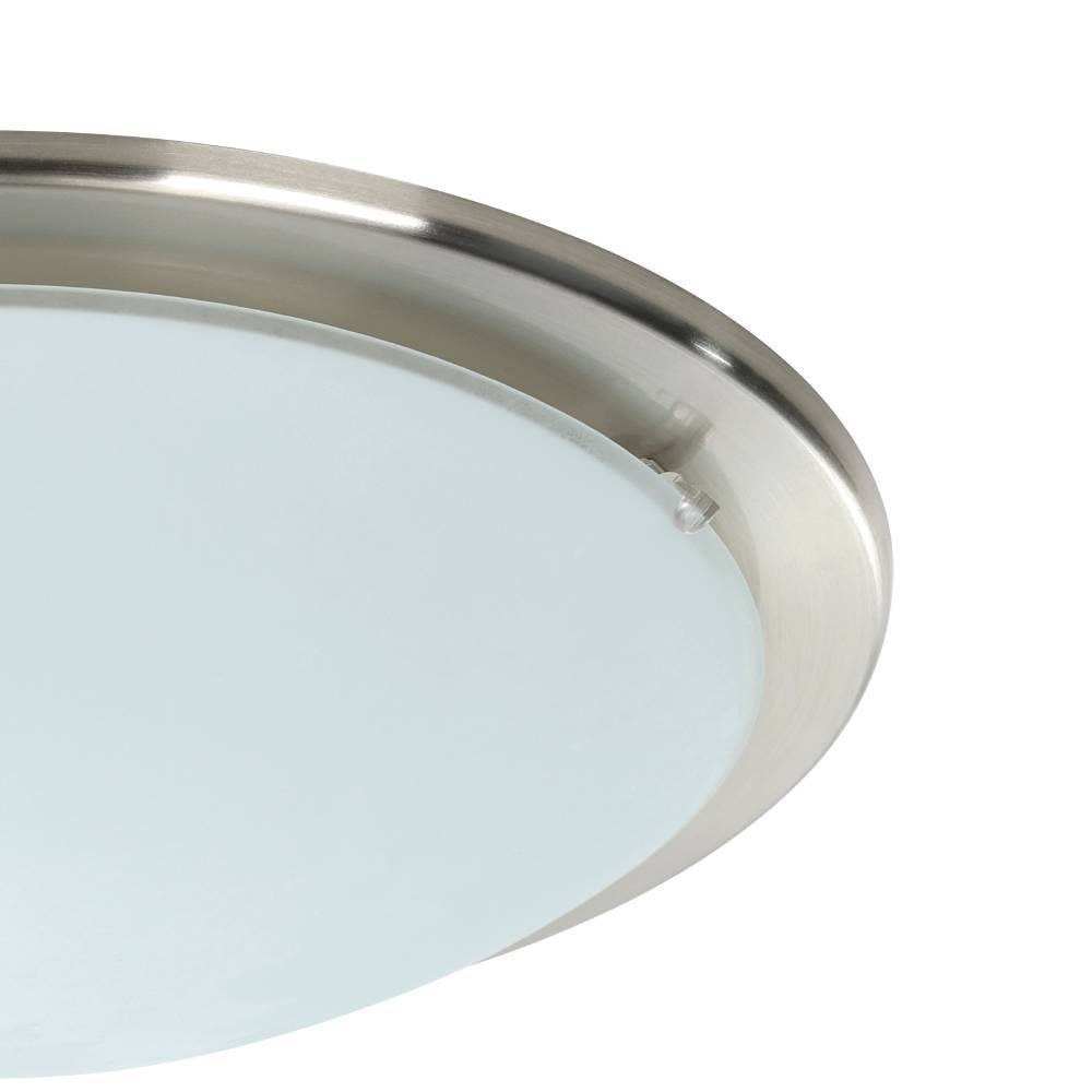 EGLO Deckenleuchte »PLANET Deckenlampe, silber, weißes satiniertes Glas, Küchenlampe, E27«, 1 flammig, Leuchtmittel E27 | ohne Leuchtmittel, Wohnzimmerlampe, Flurlampe, Esszimmer, Büro, zeitlos, 29x29x8,5cm