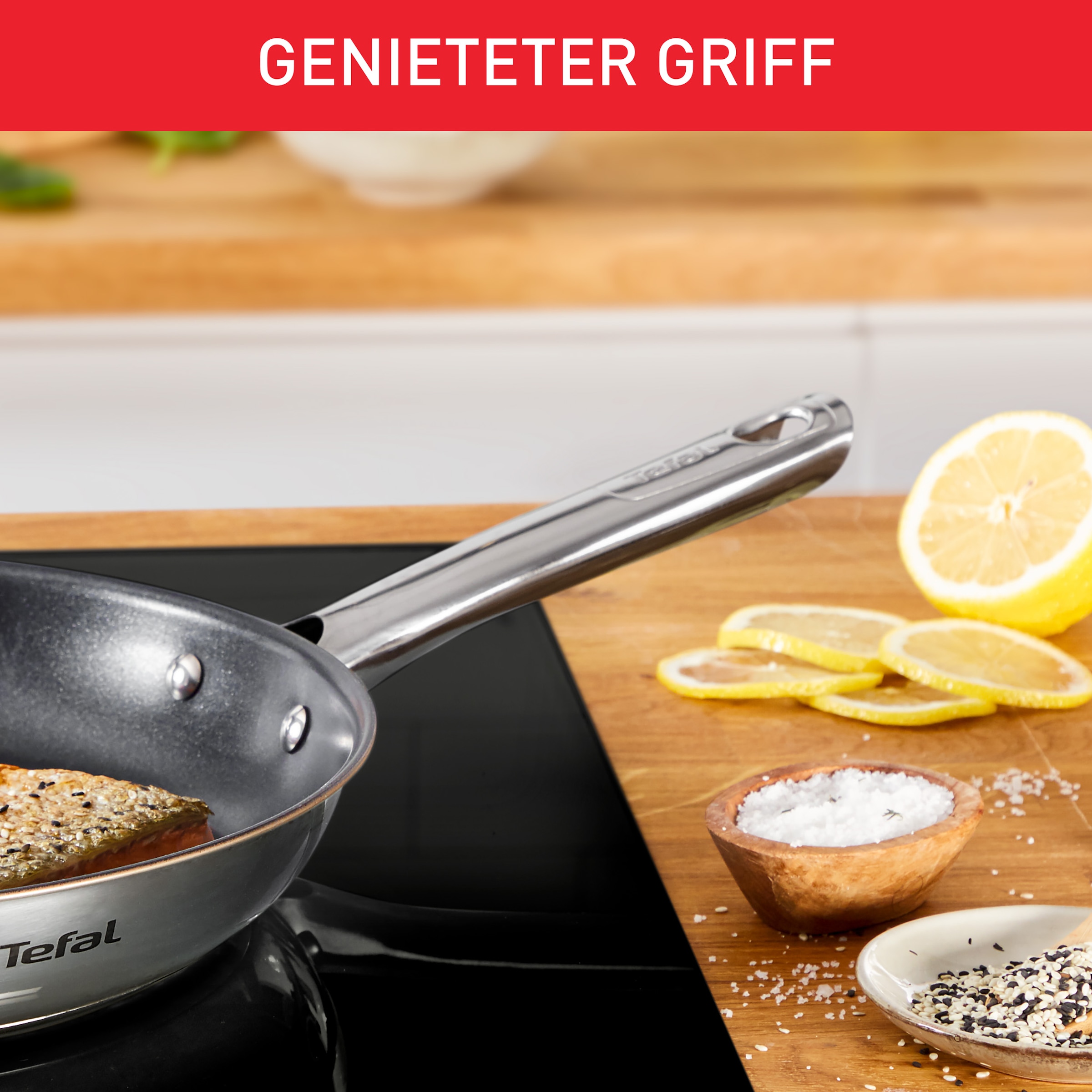 Tefal Pfannen-Set »Duetto On« Edelstahl Set, 2 Stk. tlg. 24/28 cm, unversiegelt, Induktion, genieteter Griff, backofengeeignet