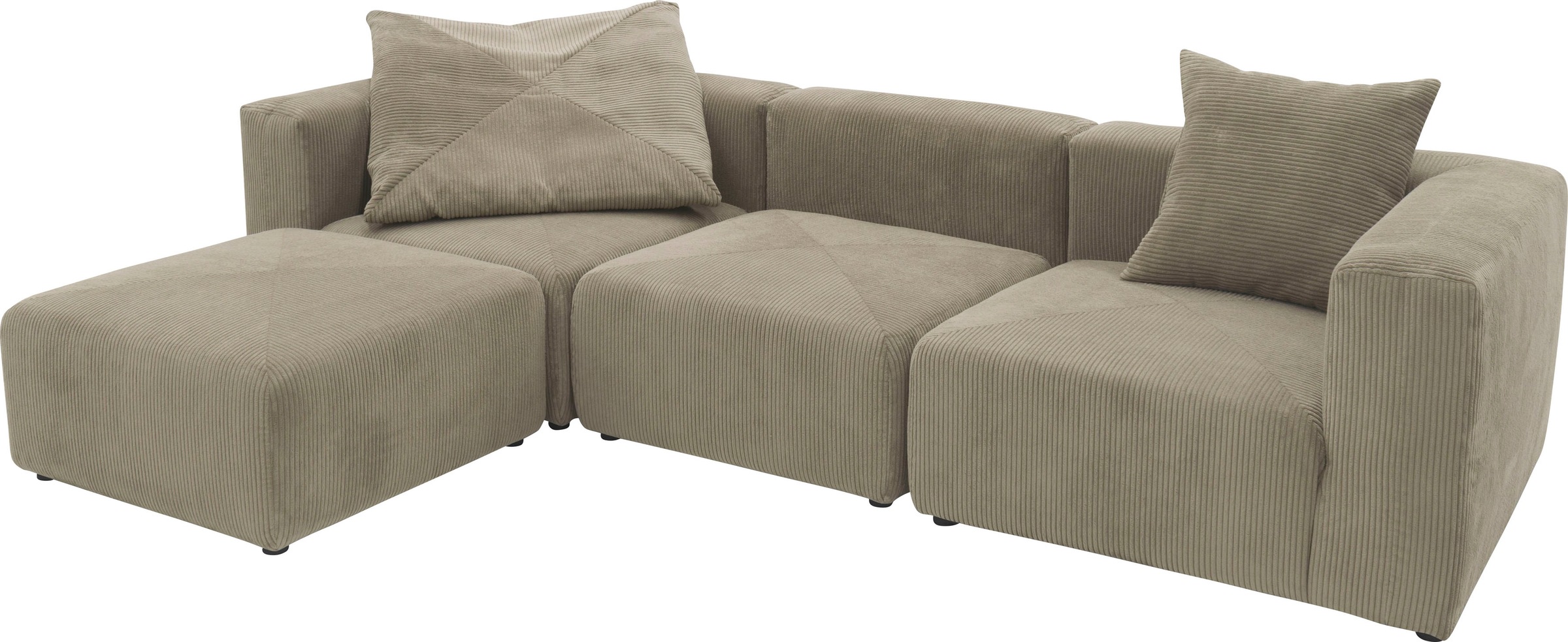 RAUM.ID Ecksofa »Gerrid L-Form« Cord-Bezug, Modulsofa, bestehend aus Eck- und Mittelelement + Hocker