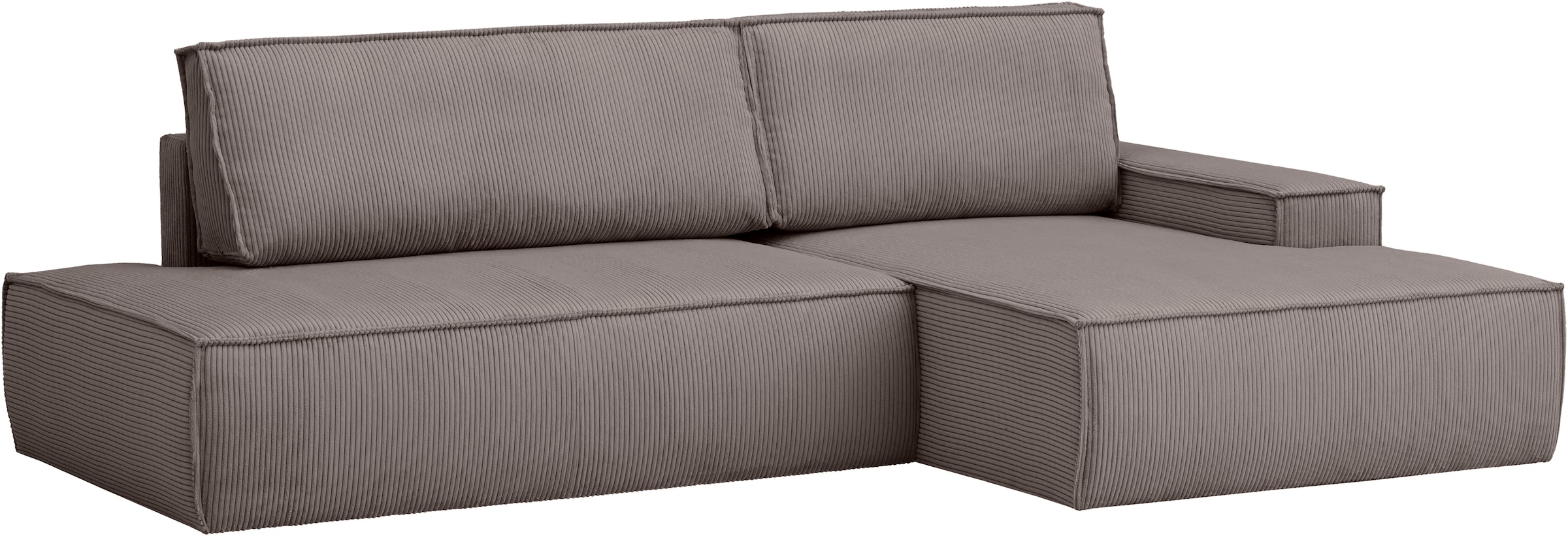 Home affaire Ecksofa »SHERWOOD,  Schlafsofa in L-Form offen (275cm), Cord, Leinenoptik« Schlaffunktion und Bettkasten, Kedernaht, hoher Sitz- & Liegekomfort,