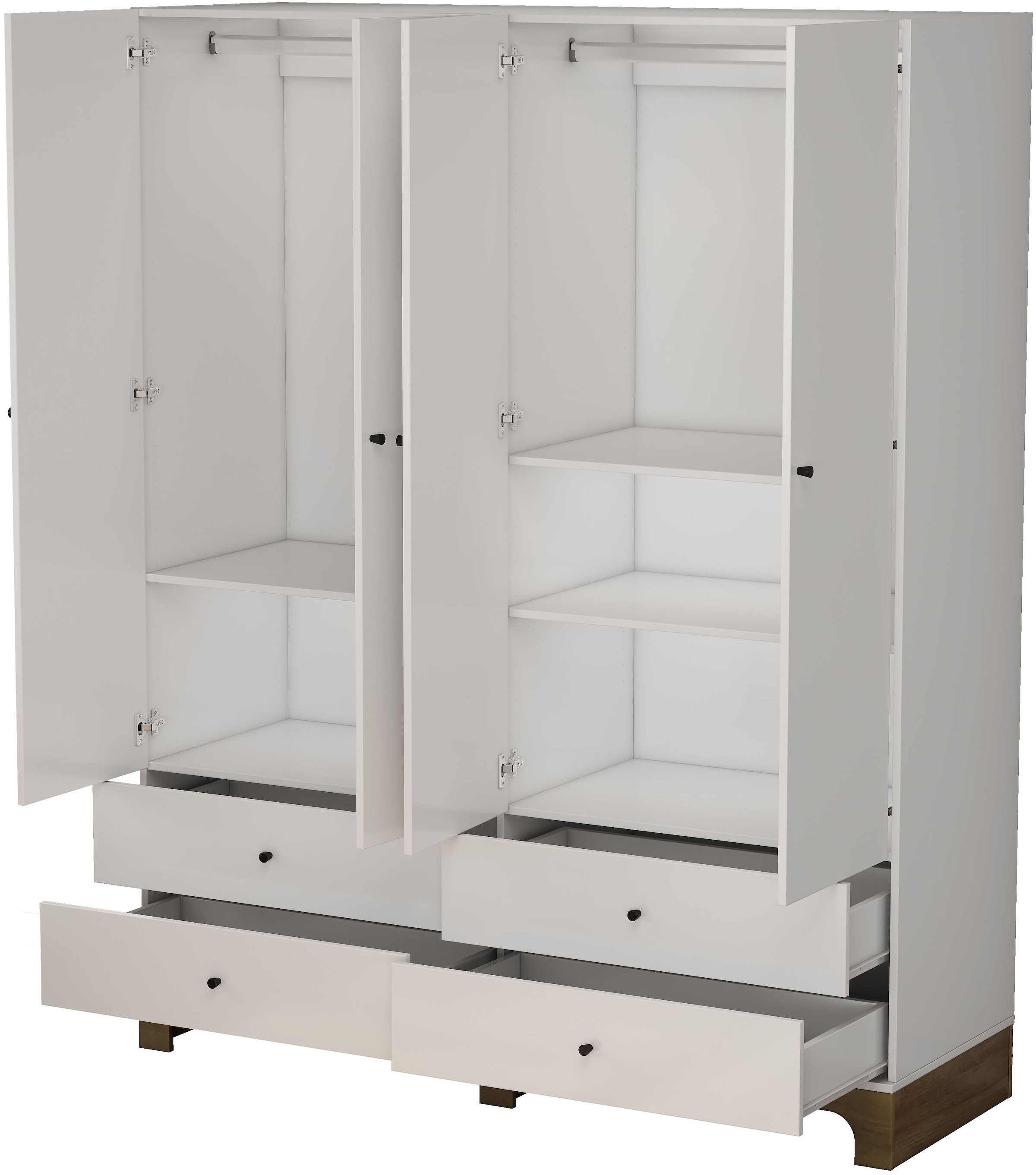 OTTO home Kleiderschrank »Oslo Schlafzimmerschrank Garderobe weiß Landhaus Bestseller« Schlafzimmerschrank mit 4 Türen und 4 Schubladen, Breite 160cm