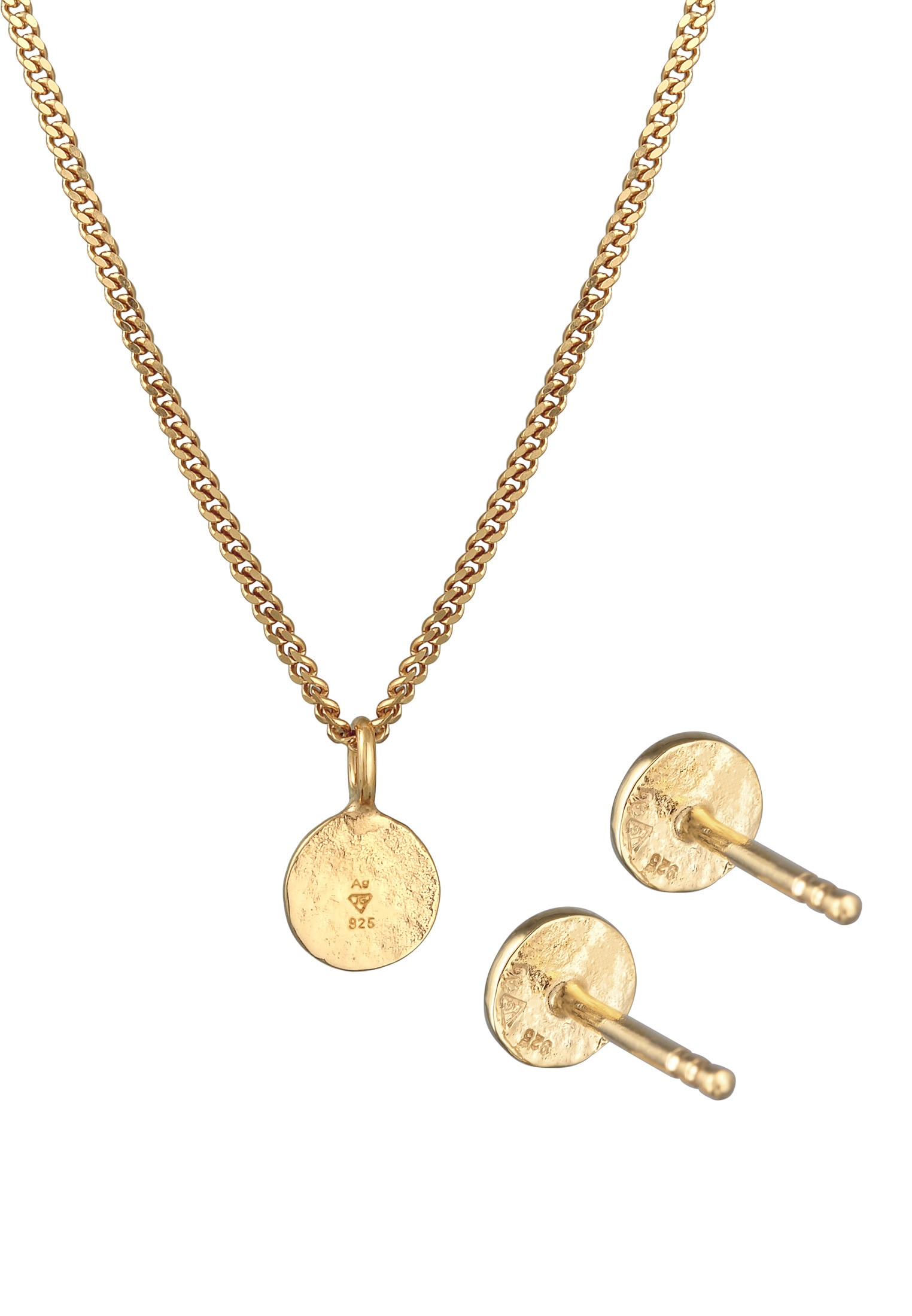 Elli Ohrring und Ketten Set »Schmuckset Kette und Ohrringe Plättchen 925 Silber«