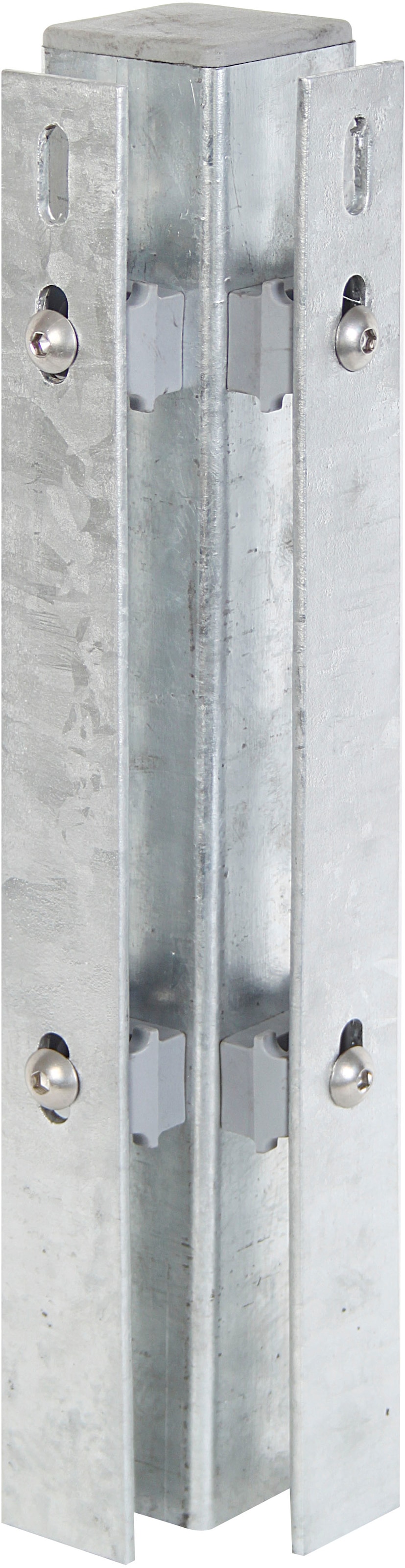 Alberts Eckpfosten 60x60 mm für Doppelstabmattenzaun, 175 cm, mit Flacheisen
