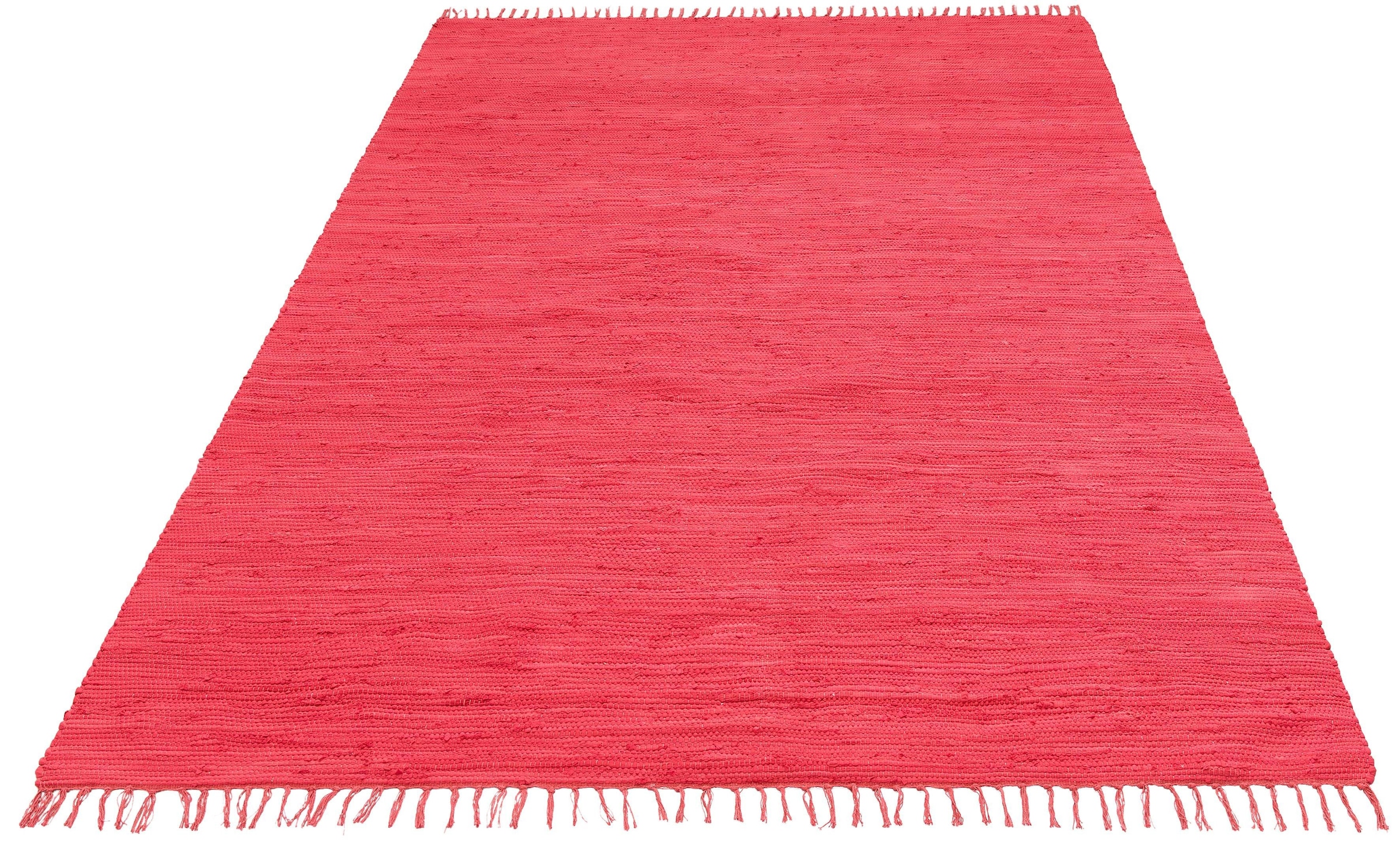 Teppich »Ares«, rechteckig, Uni Farben, handgewebt, mit Fransen