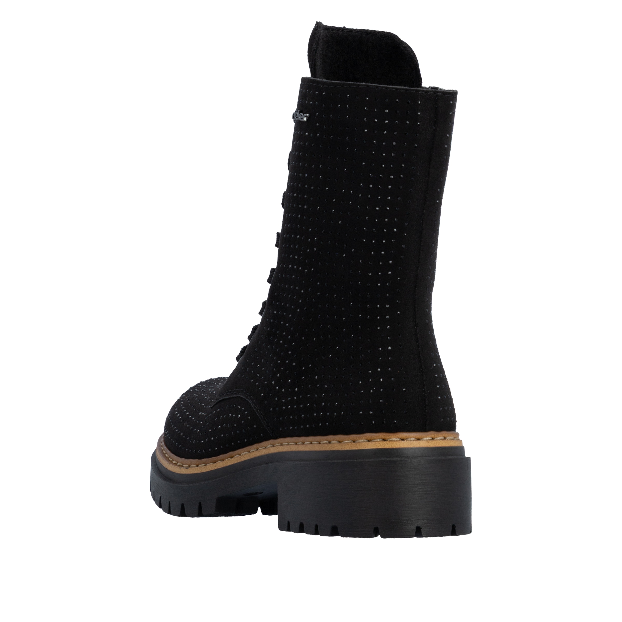 Rieker Schnürboots  Schnürstiefelette, Blockabsatz, mit Glitzersteinchen verziert