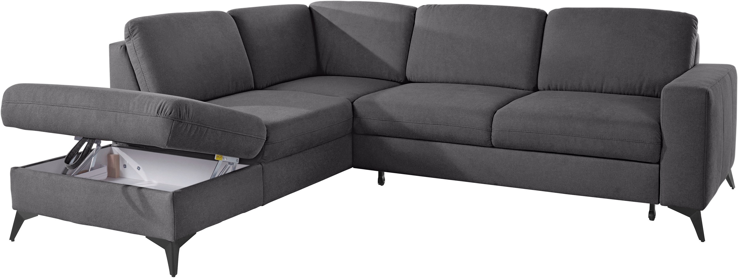 Places of Style Ecksofa »Lolland L-Form«, Wahlweise mit Bettfunktion und Stauraum, auch mit abwischbarem Bezug
