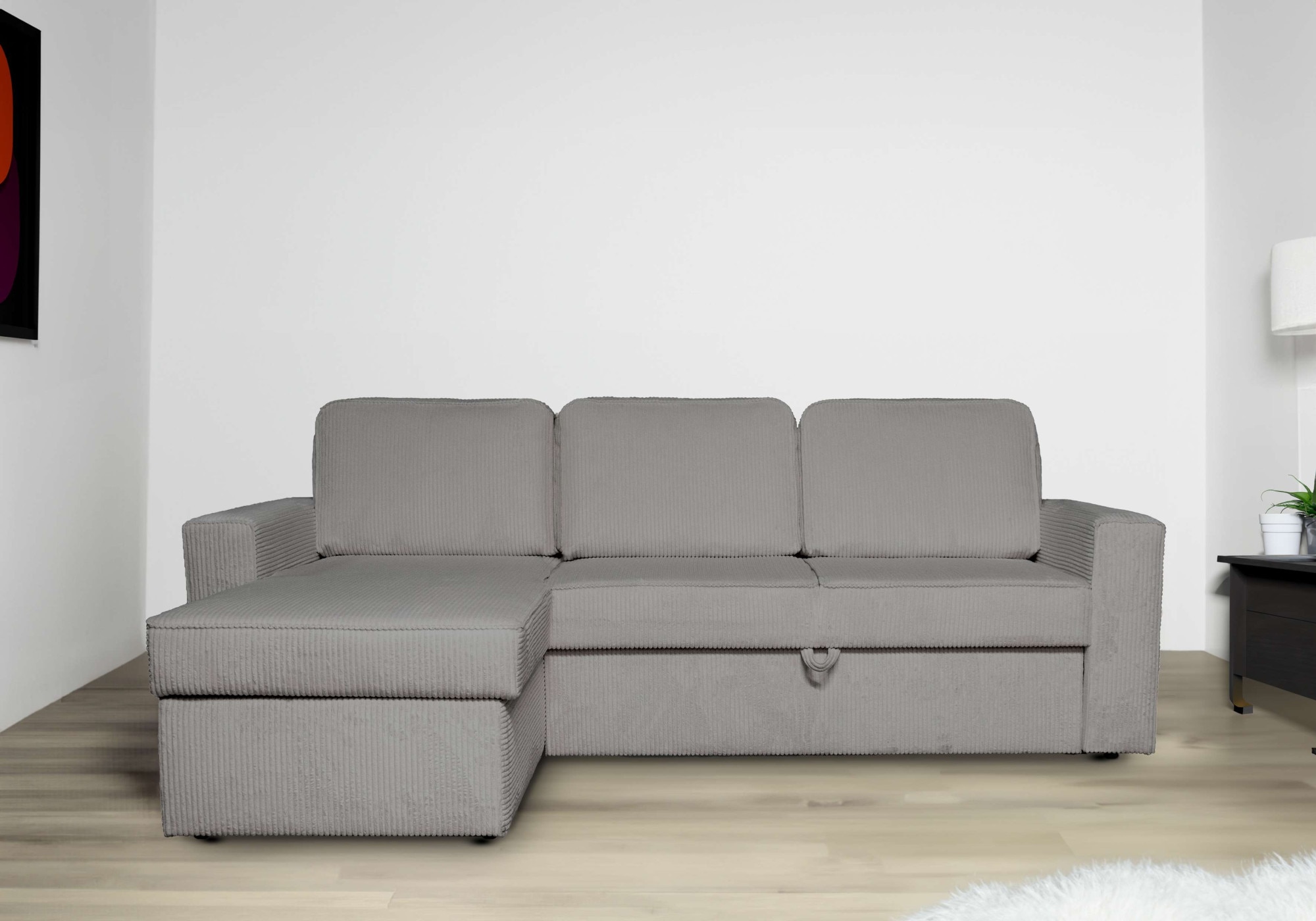 Home affaire Ecksofa »Visan, L-Form,«, kompaktes Sofa mit Schlaffunktion und mit Bettkasten, im Cord-Bezug