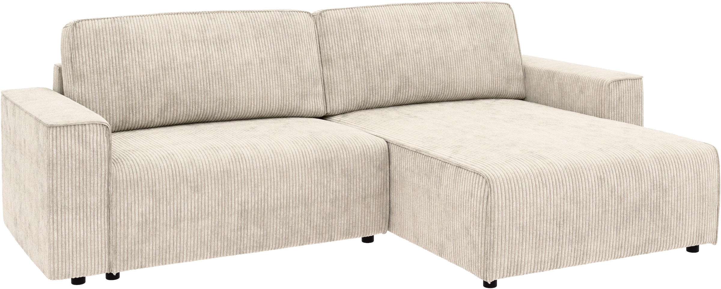 INOSIGN Ecksofa »Chance, Recamiere beidseitig montierbar, Schlaffunktion, Breite 265 cm«, in Cordstoff HYPER, mit Schlaffunktion und Bettkasten